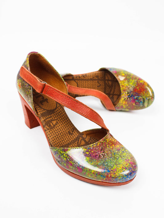 The Art Company Multi-Color Leather Block Heel Pumps
