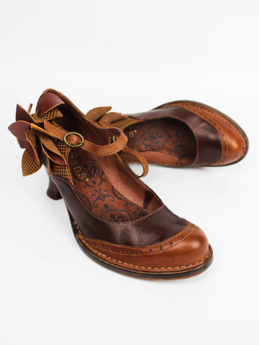 Neosens Mary Jane Brown Leather Bow