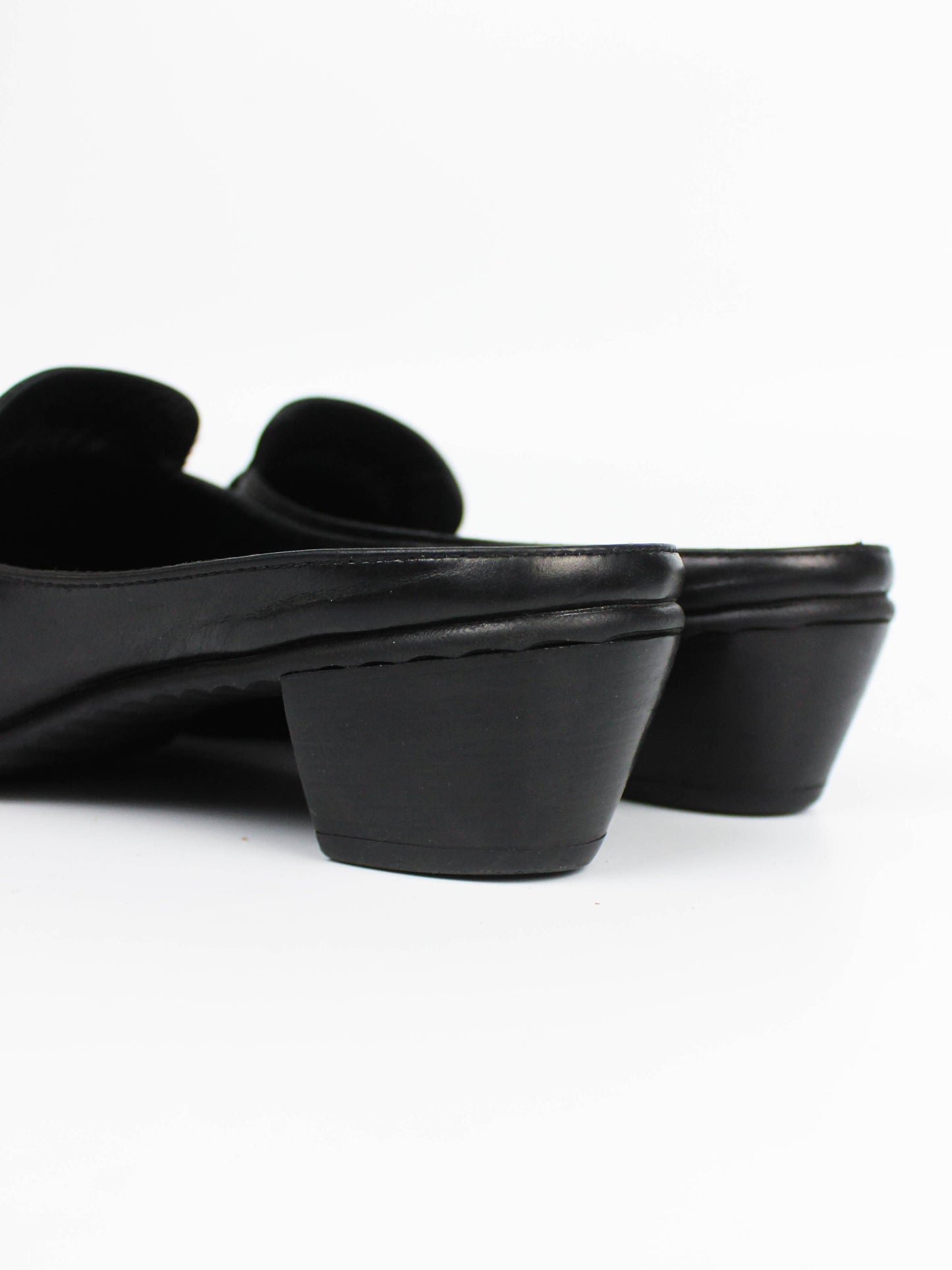 Paul Green Black Leather Buckle Mules