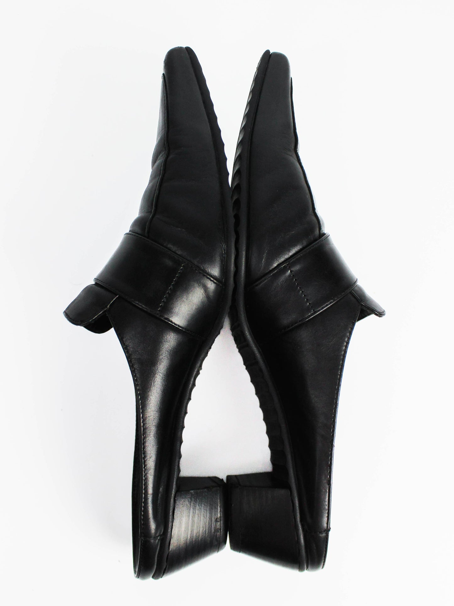 Paul Green Black Leather Buckle Mules