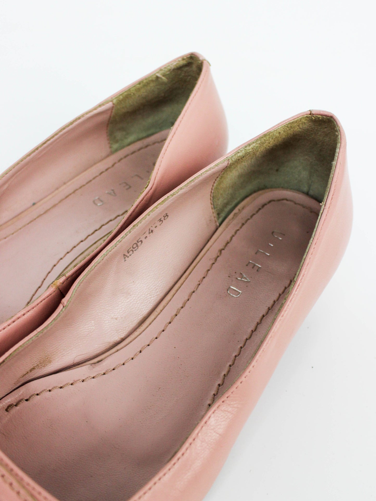 U'LEAD Pink Square Toe Leather Loafers