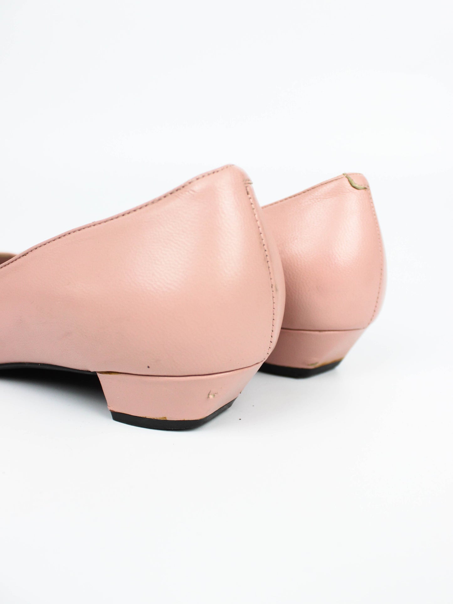 U'LEAD Pink Square Toe Leather Loafers