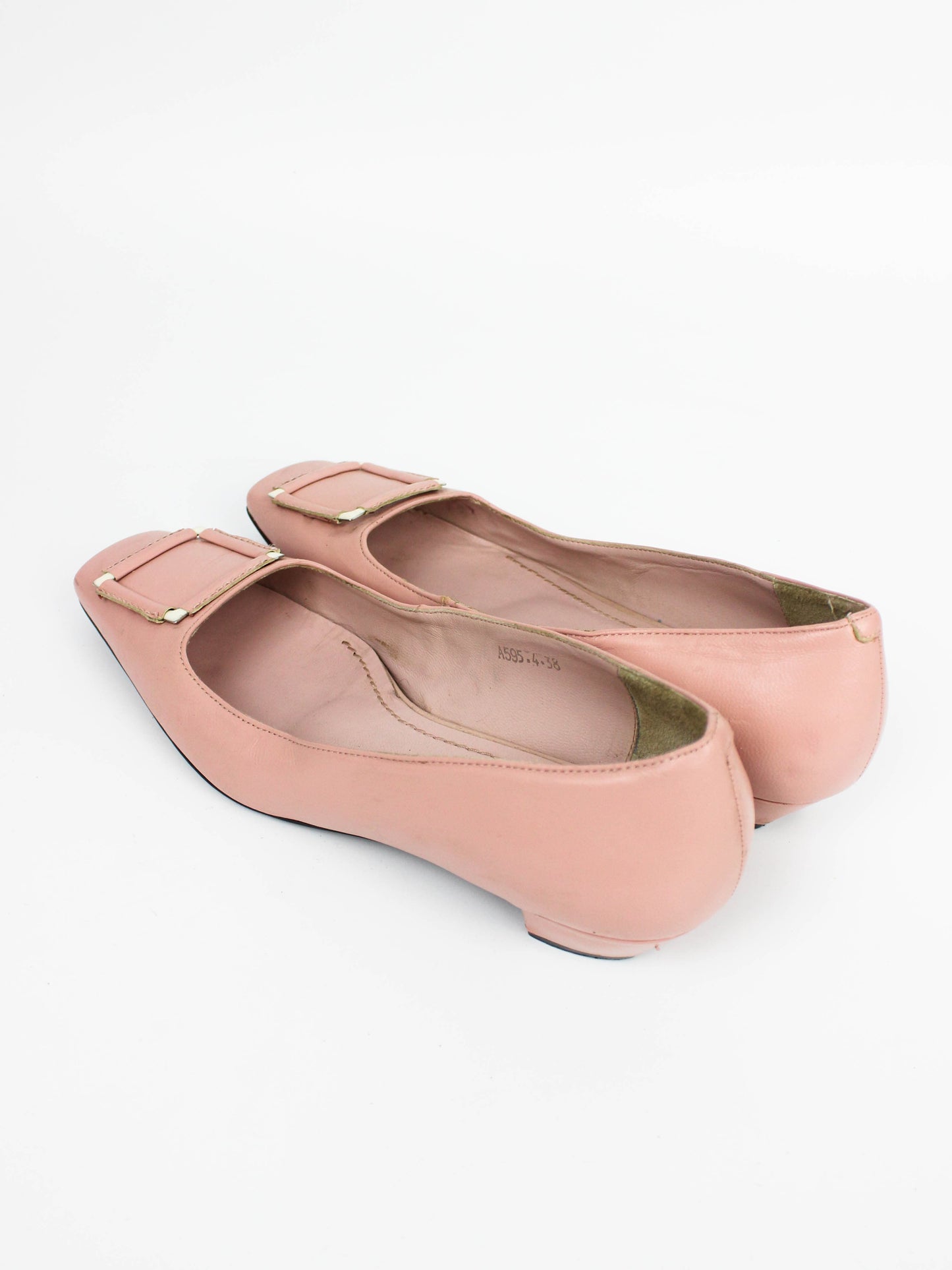 U'LEAD Pink Square Toe Leather Loafers