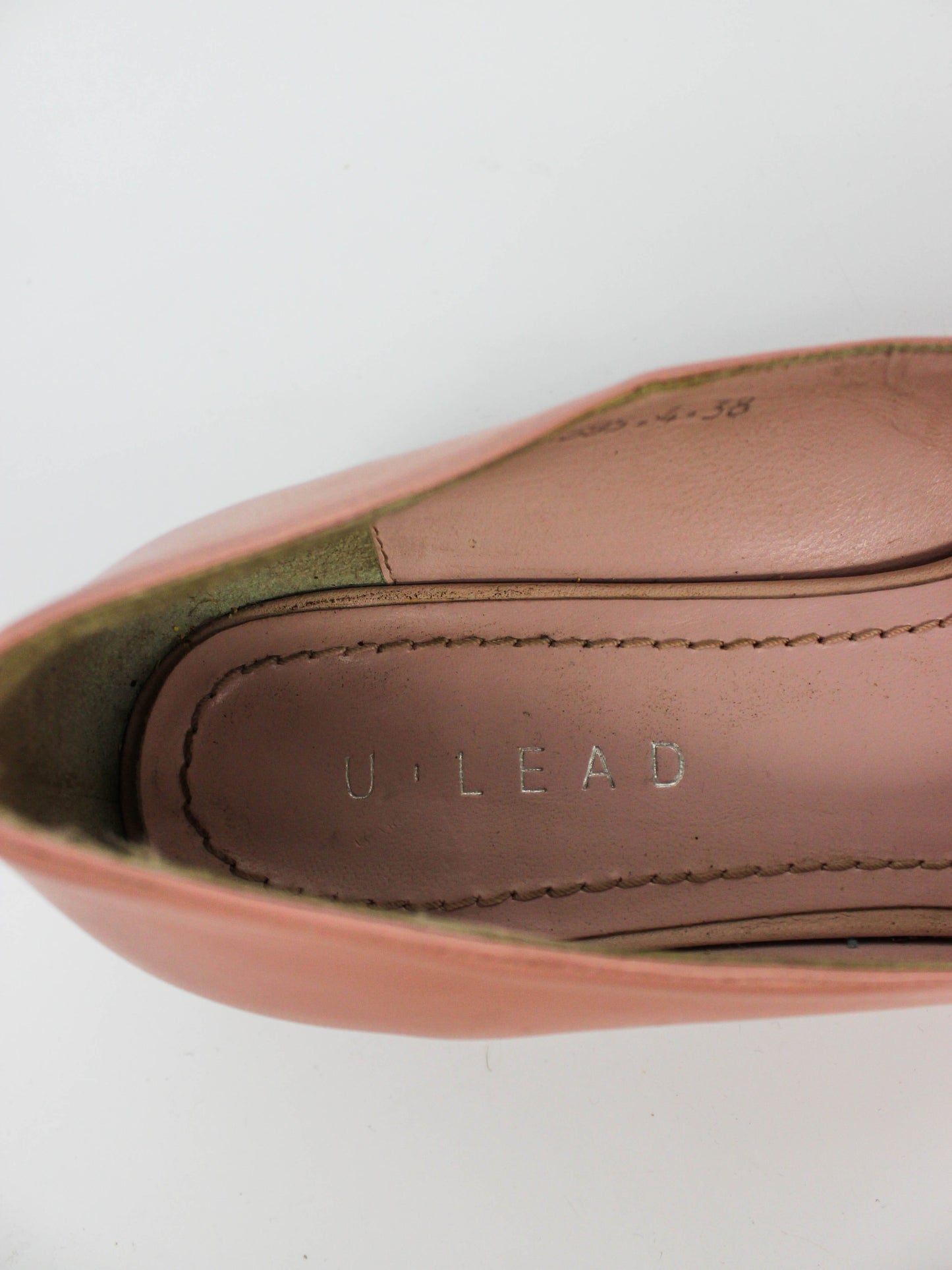U'LEAD Pink Square Toe Leather Loafers