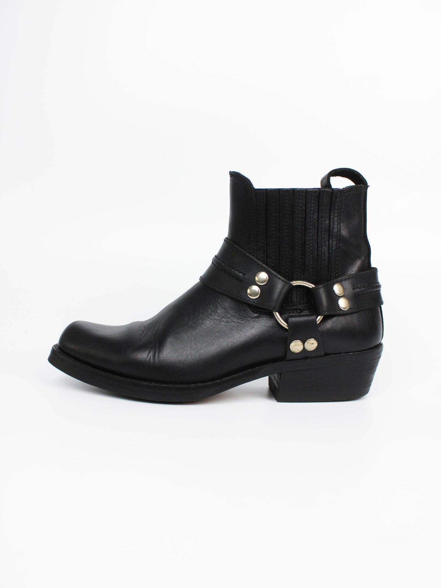 Black Leather Harness Chelsea Boots