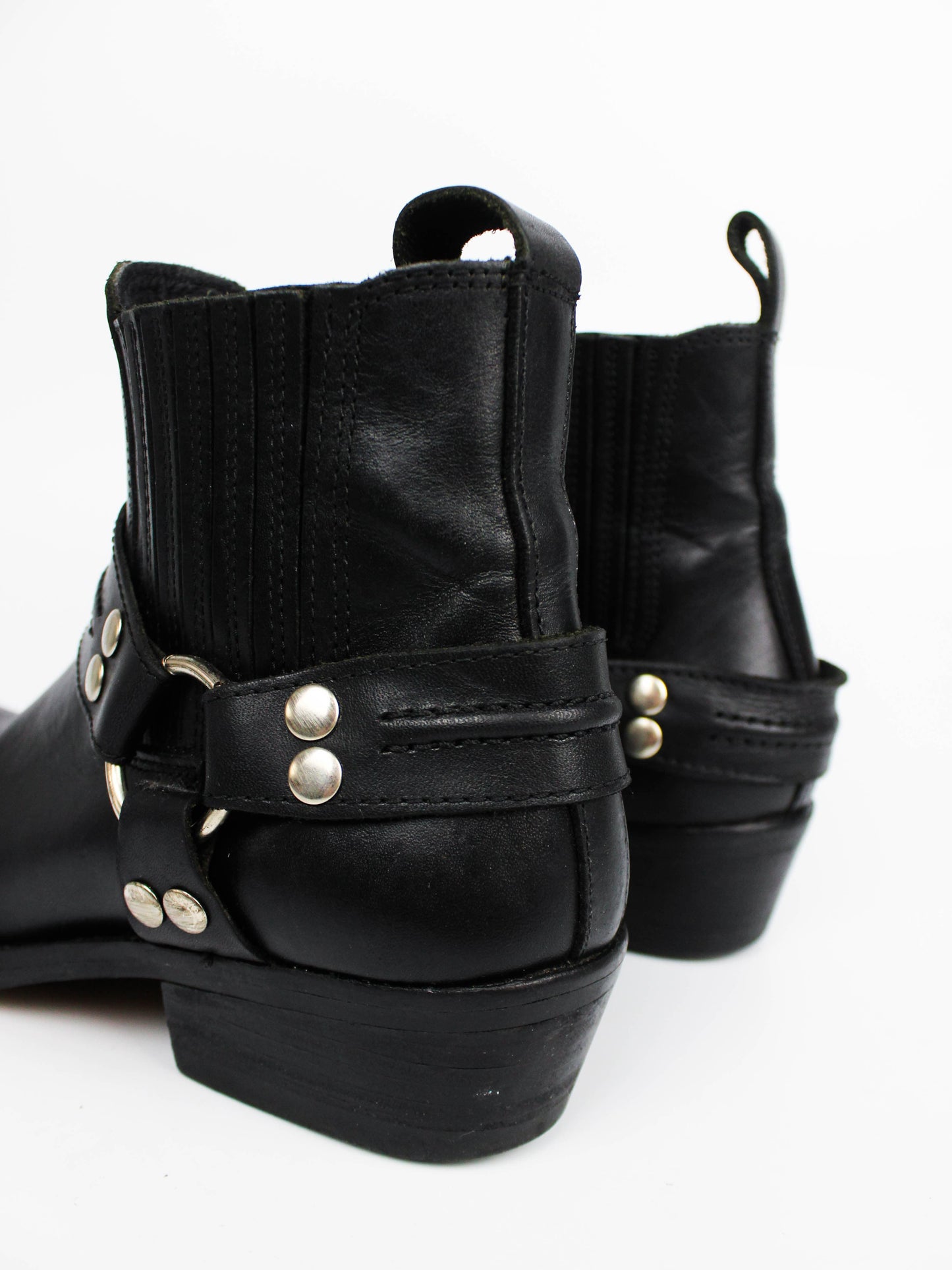 Black Leather Harness Chelsea Boots