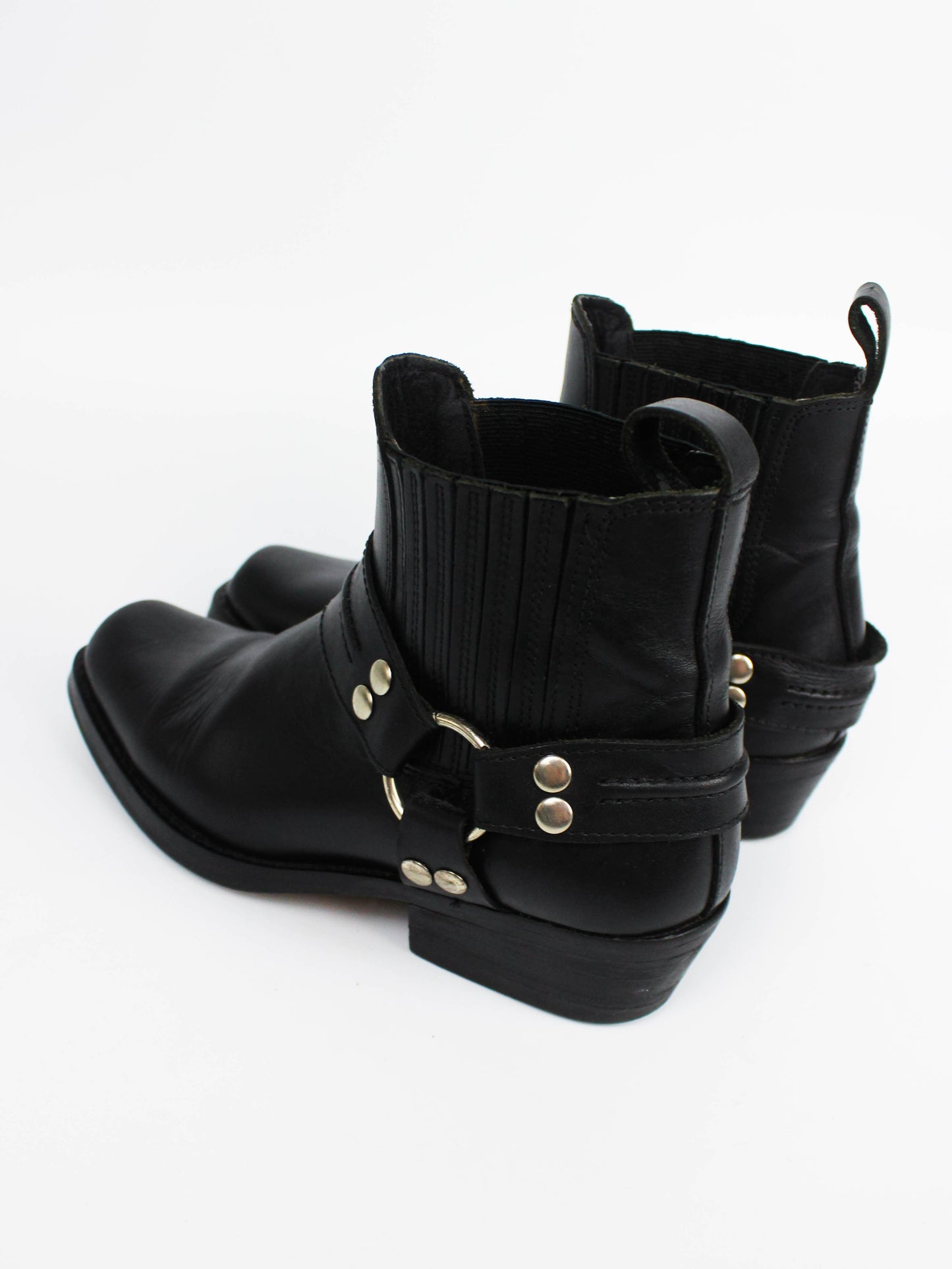Black Leather Harness Chelsea Boots
