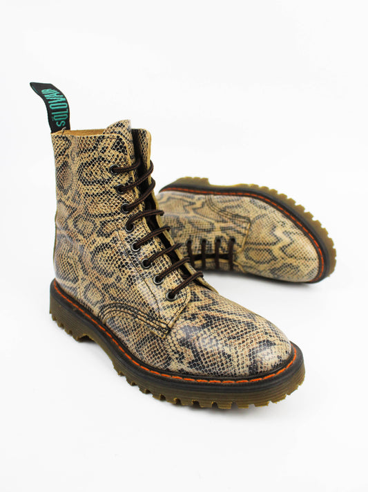 Solovair Snake Print Leather Derby Boots