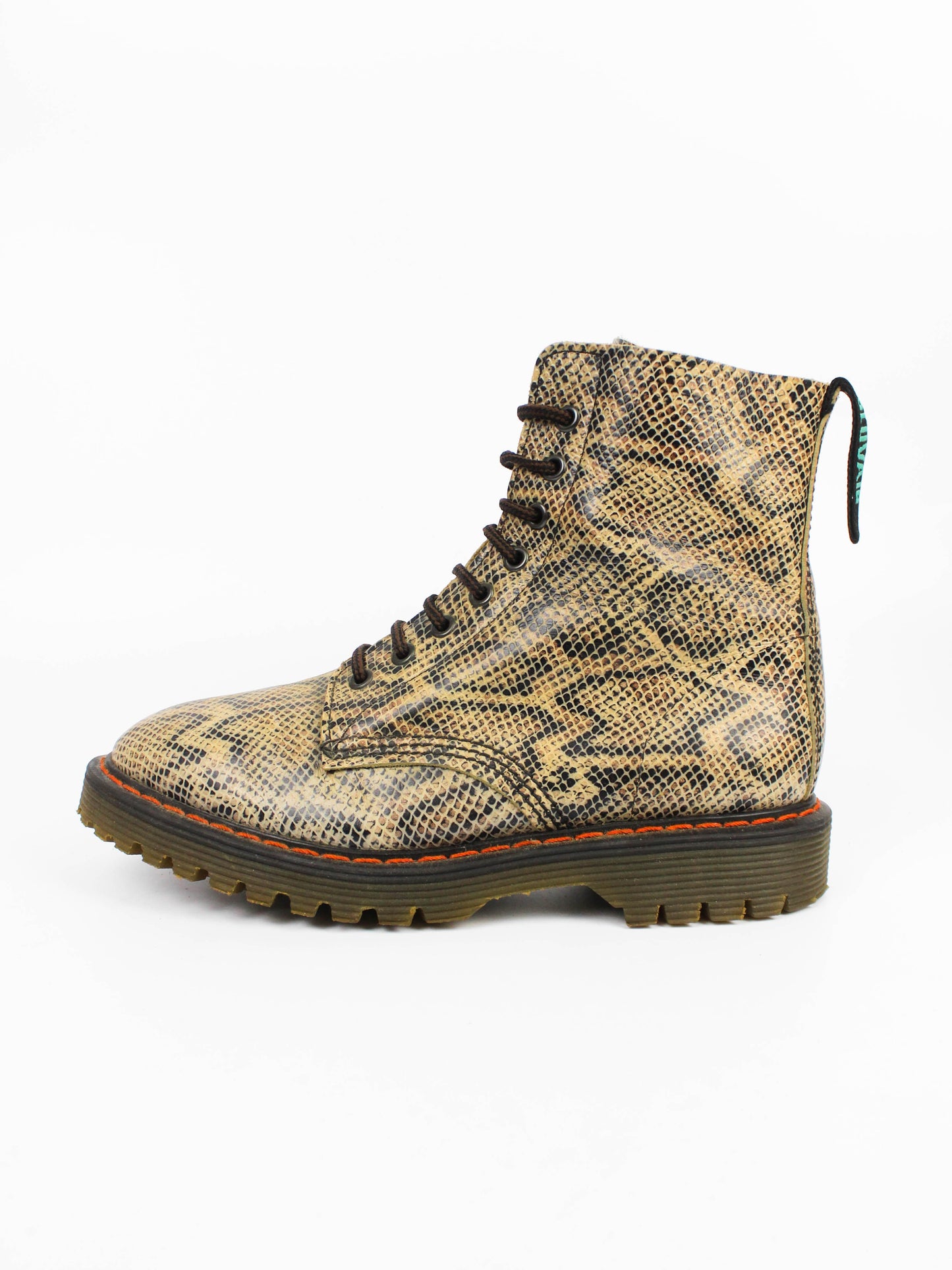 Solovair Snake Print Leather Derby Boots