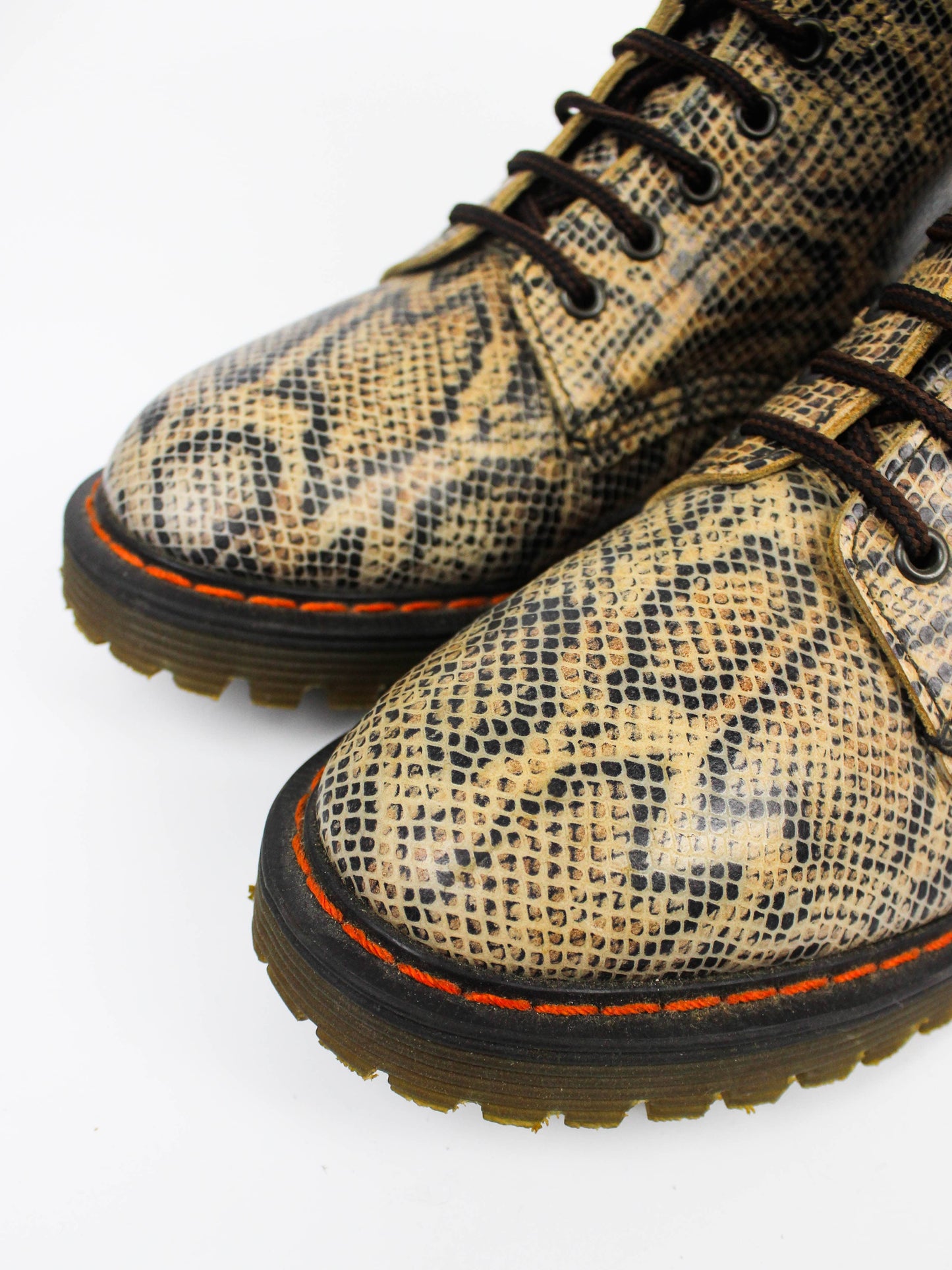Solovair Snake Print Leather Derby Boots