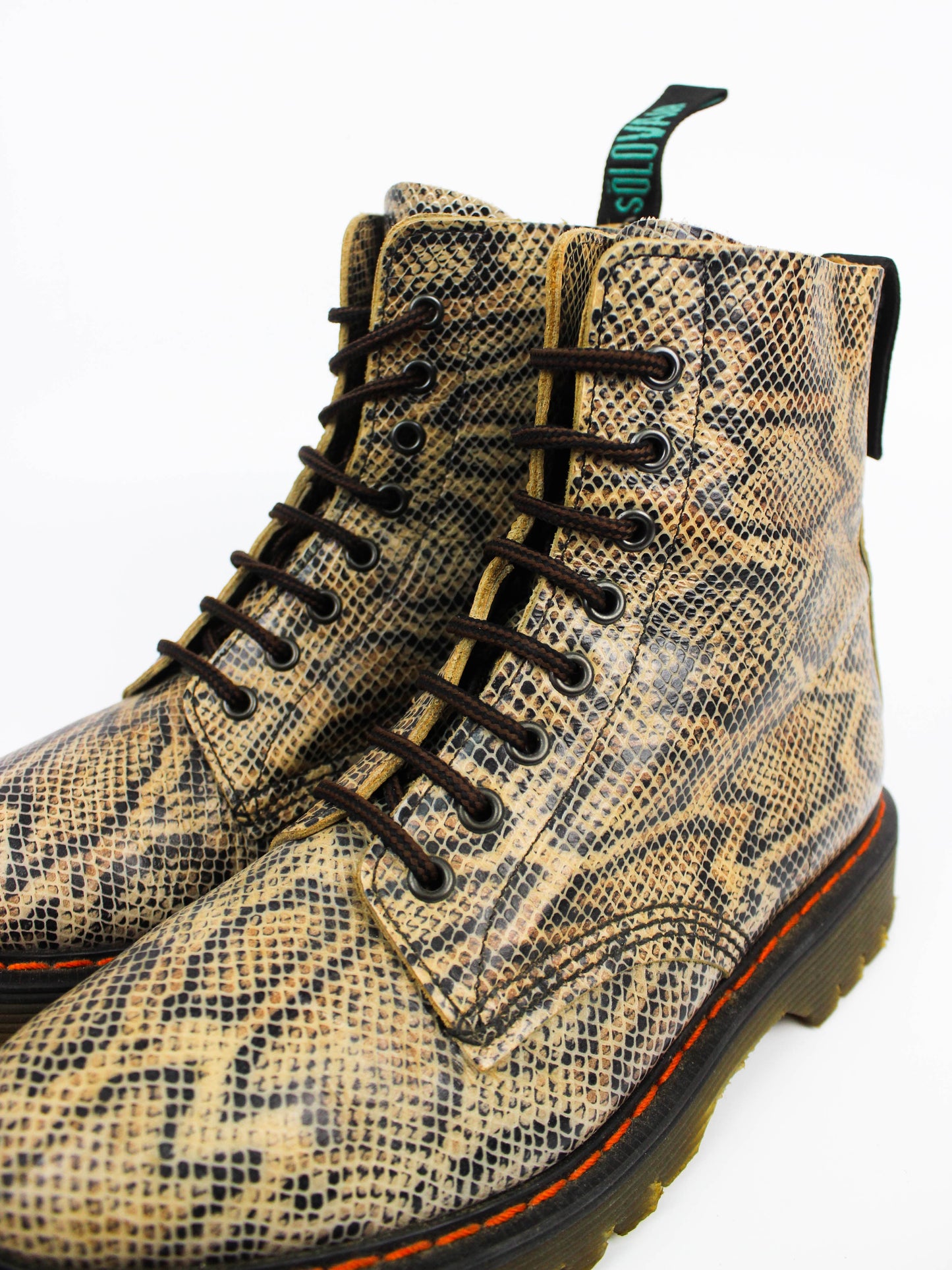 Solovair Snake Print Leather Derby Boots