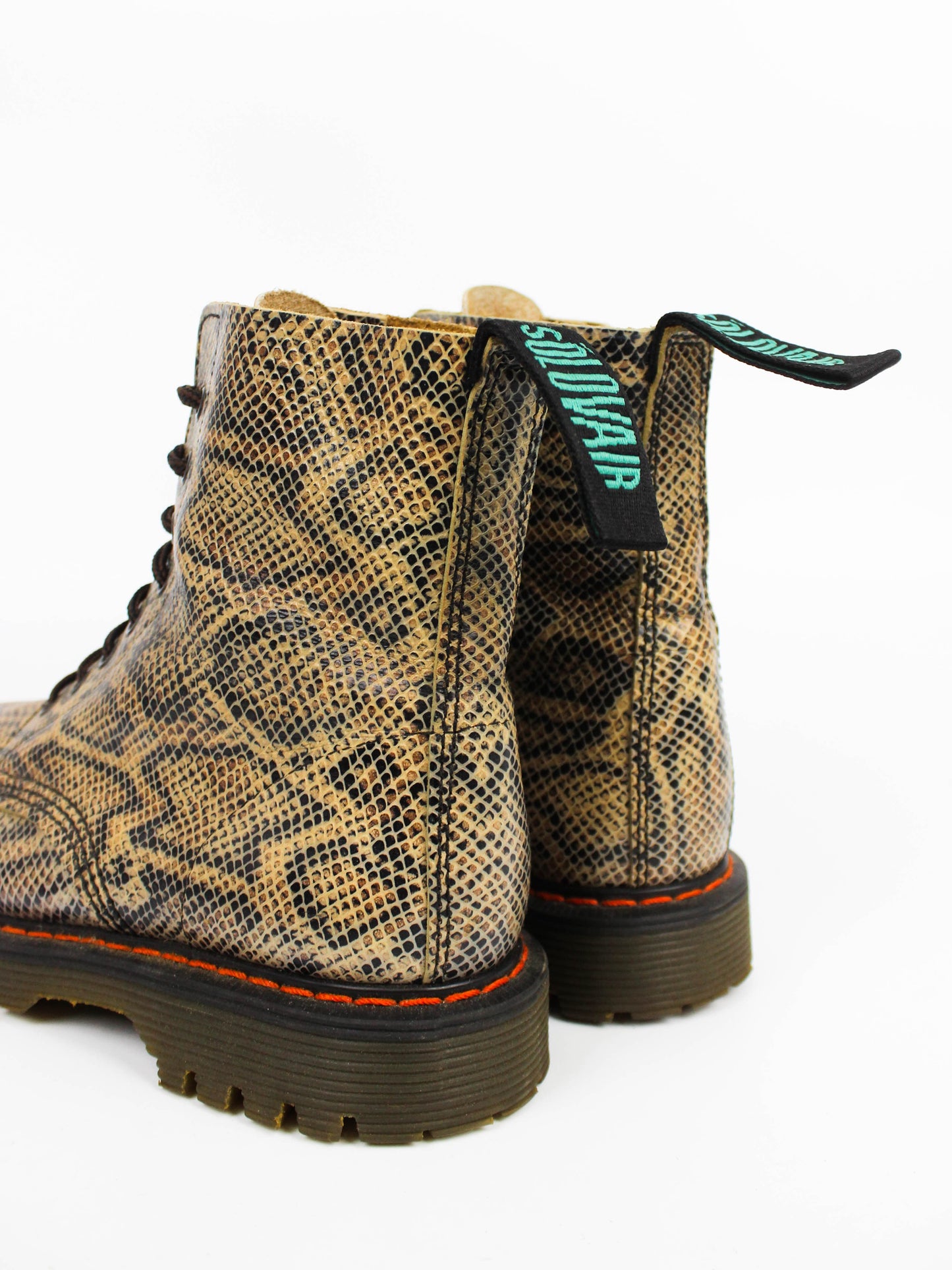 Solovair Snake Print Leather Derby Boots