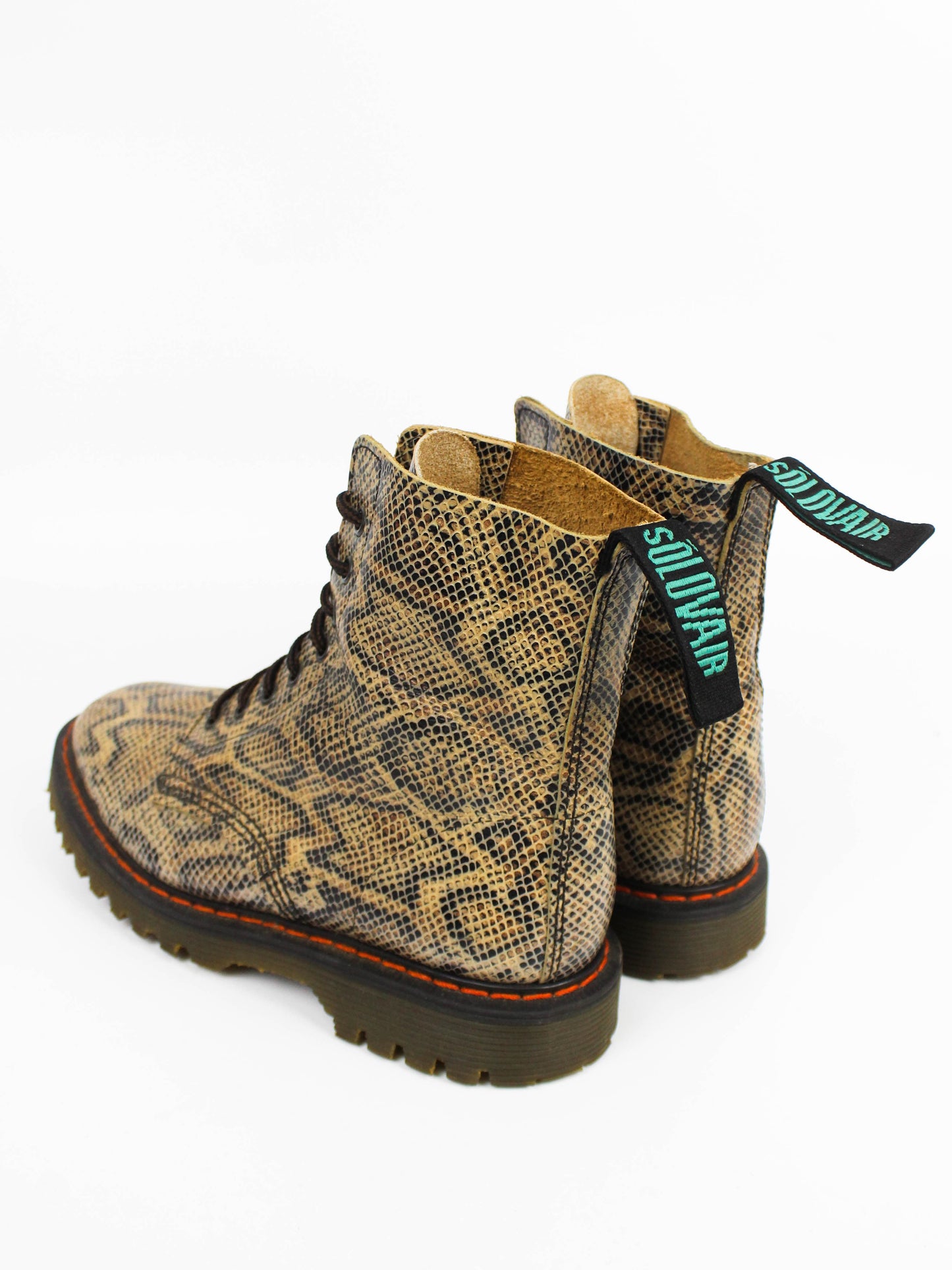 Solovair Snake Print Leather Derby Boots