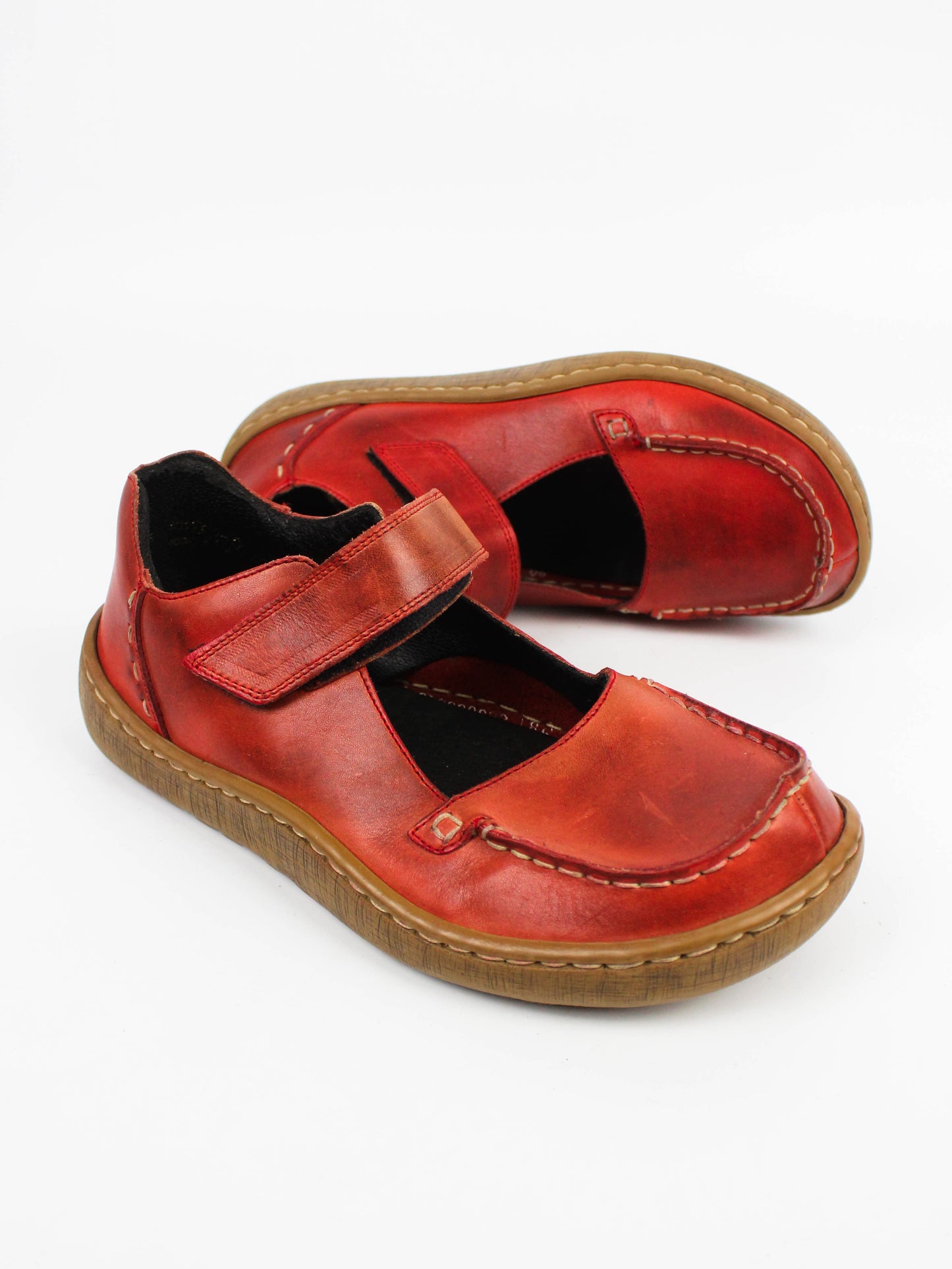 Rieker Red Leather Mary Jane Shoes