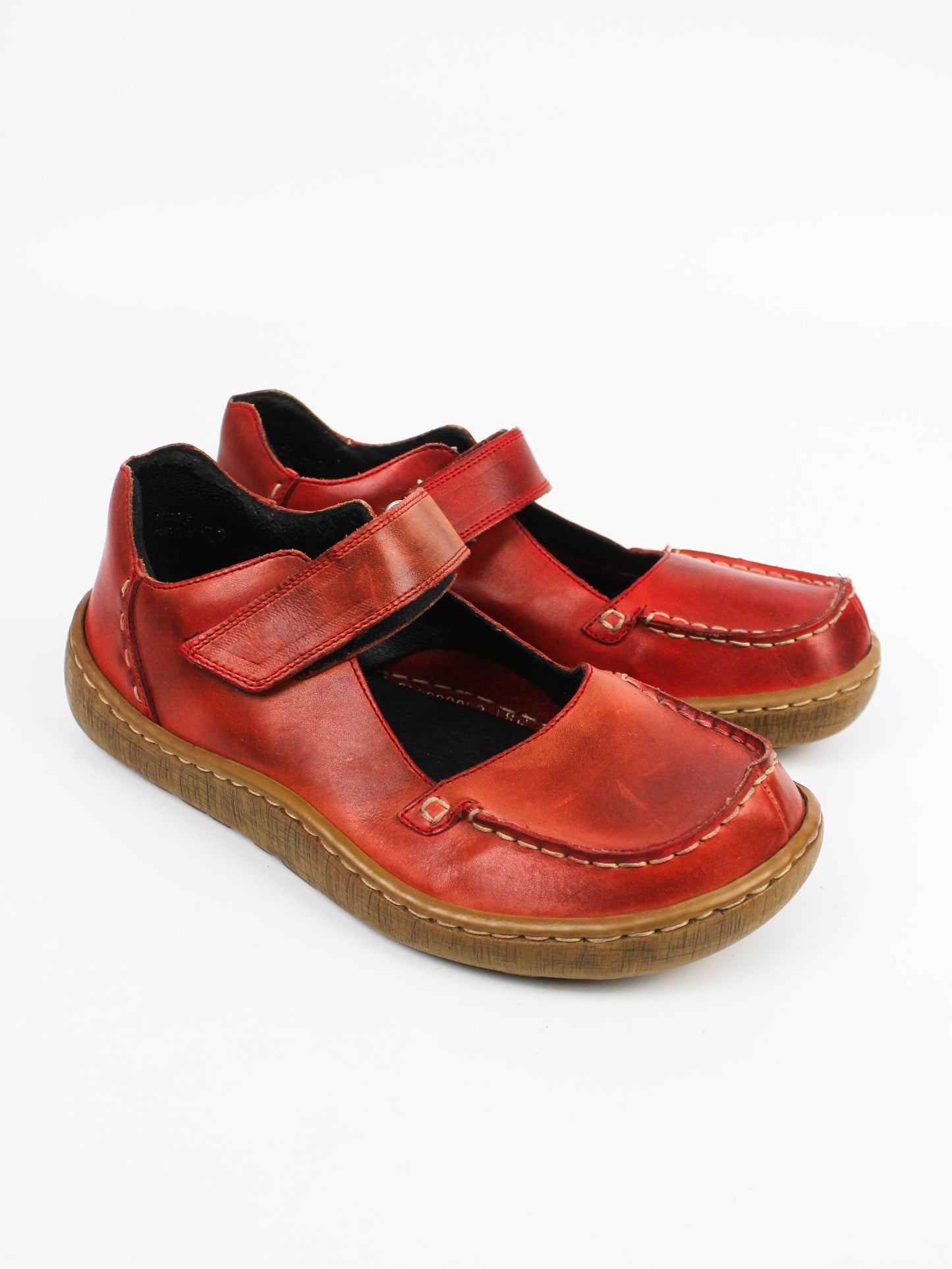 Rieker Red Leather Mary Jane Shoes