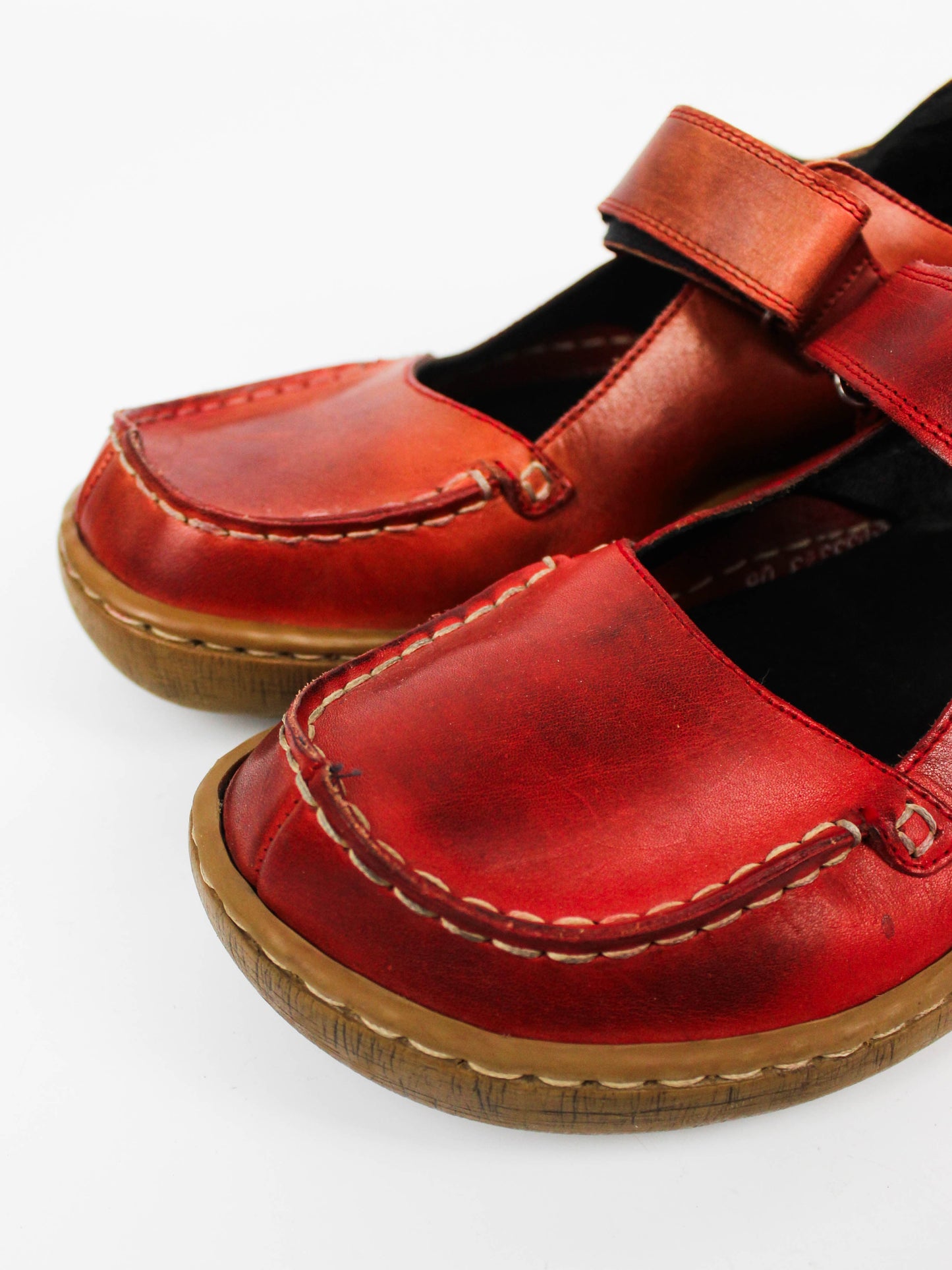 Rieker Red Leather Mary Jane Shoes