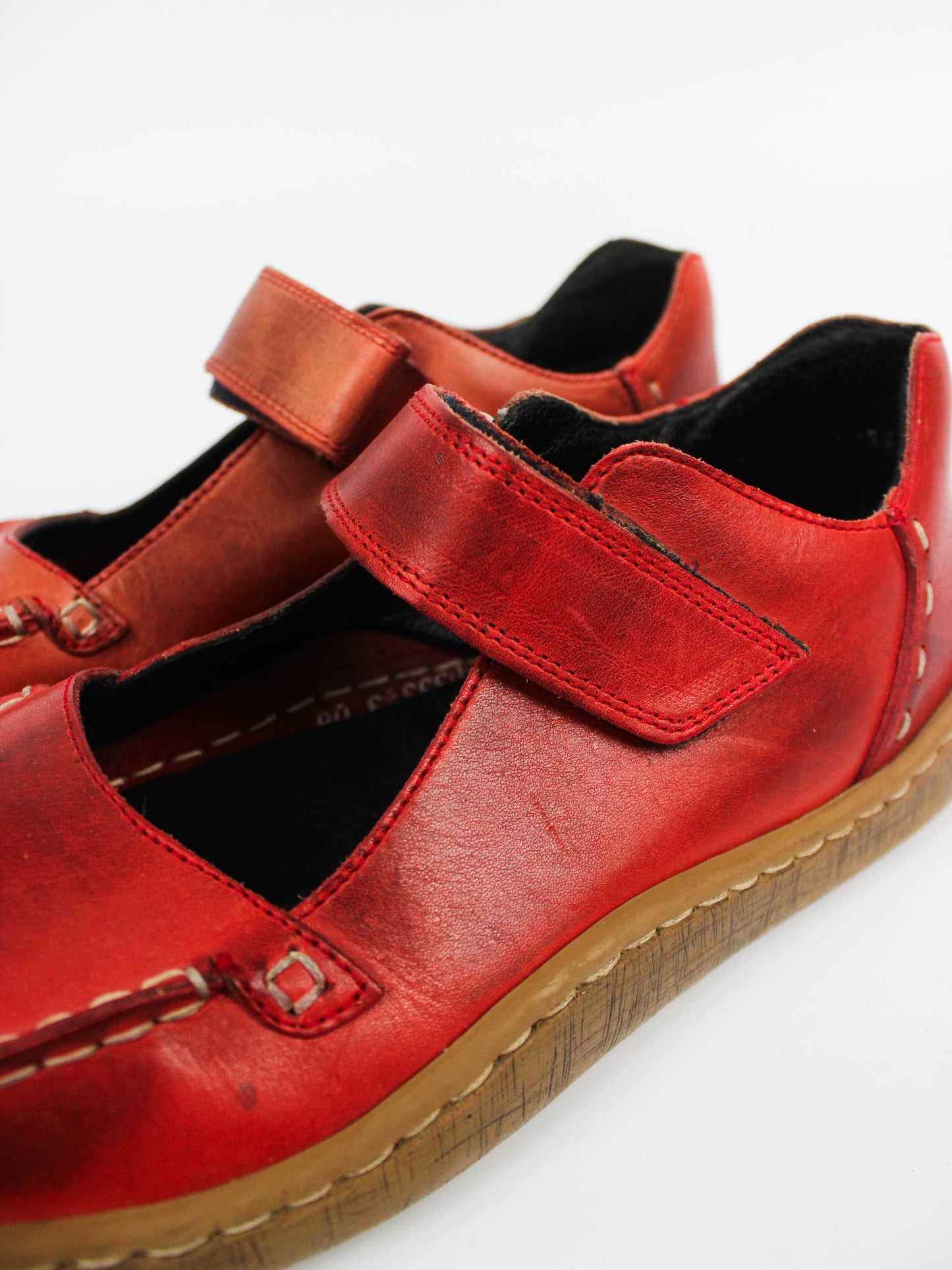Rieker Red Leather Mary Jane Shoes