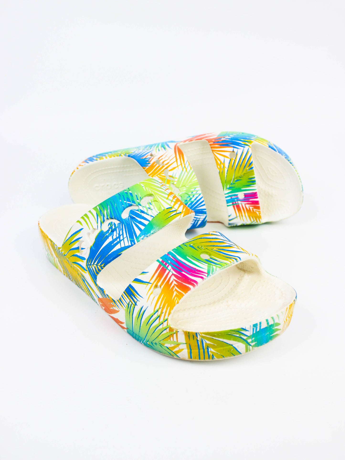 Crocs Baya Platform Tropical/White Print Clogs