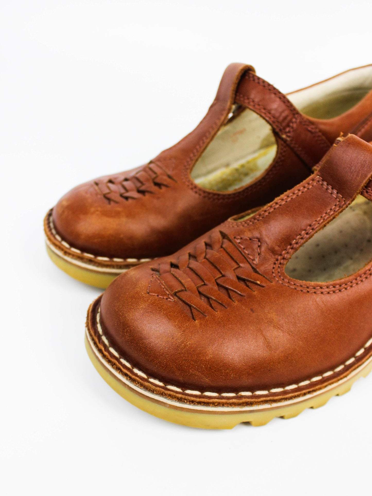 Kickers Brown Leather Mary Jane Platform Shoes