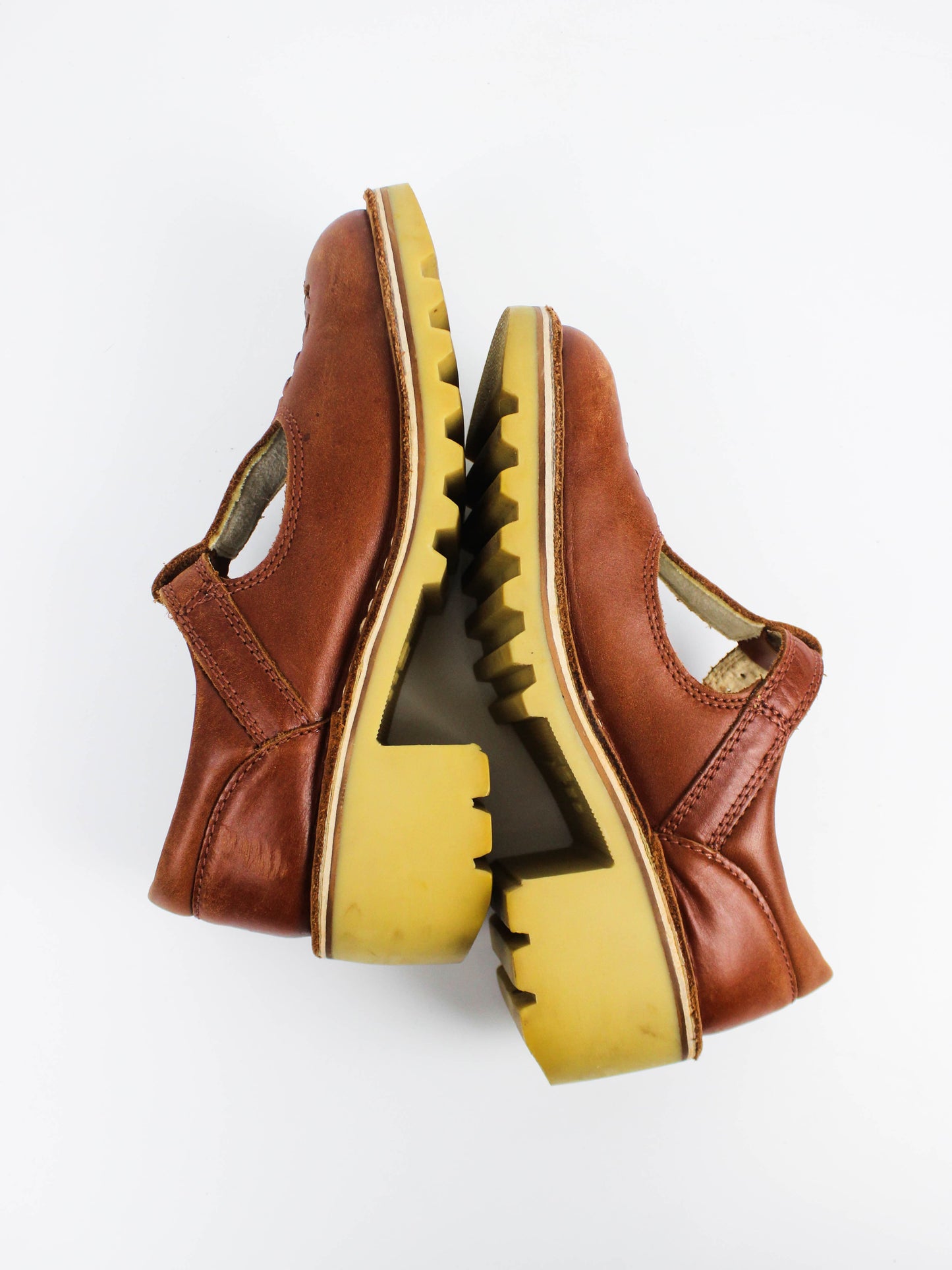 Kickers Brown Leather Mary Jane Platform Shoes