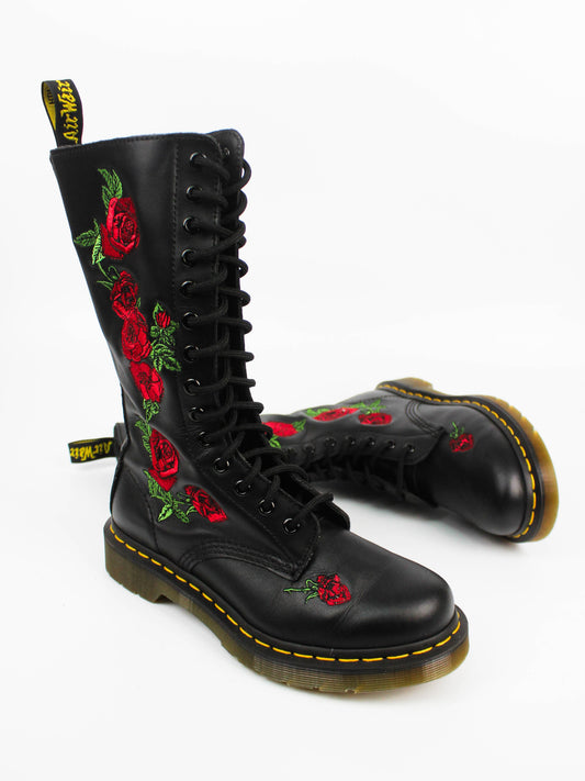Dr. Martens 1914 Vonda Black Floral Leather Boots