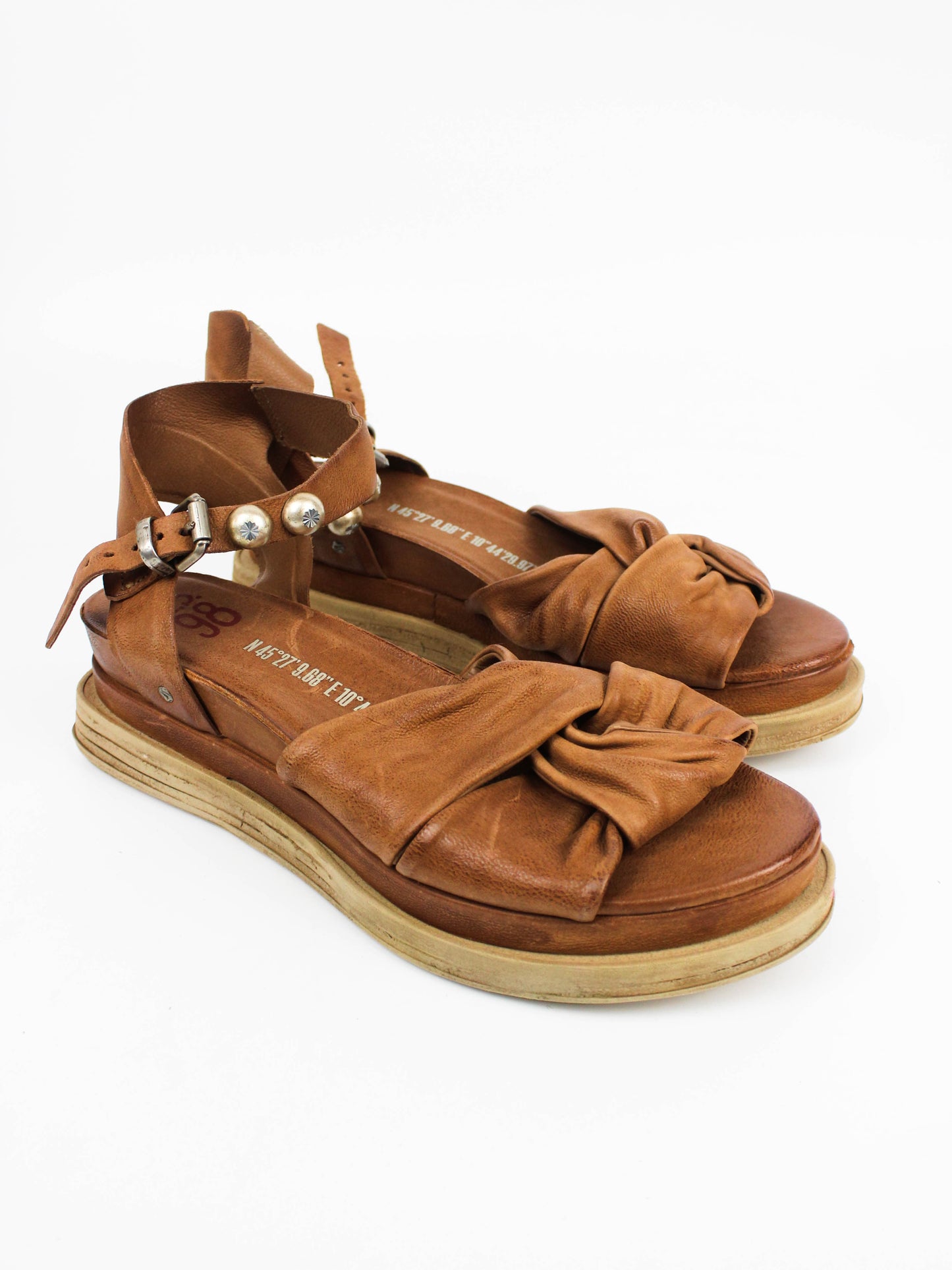 A.S.98 Brown Leather Bow Sandals