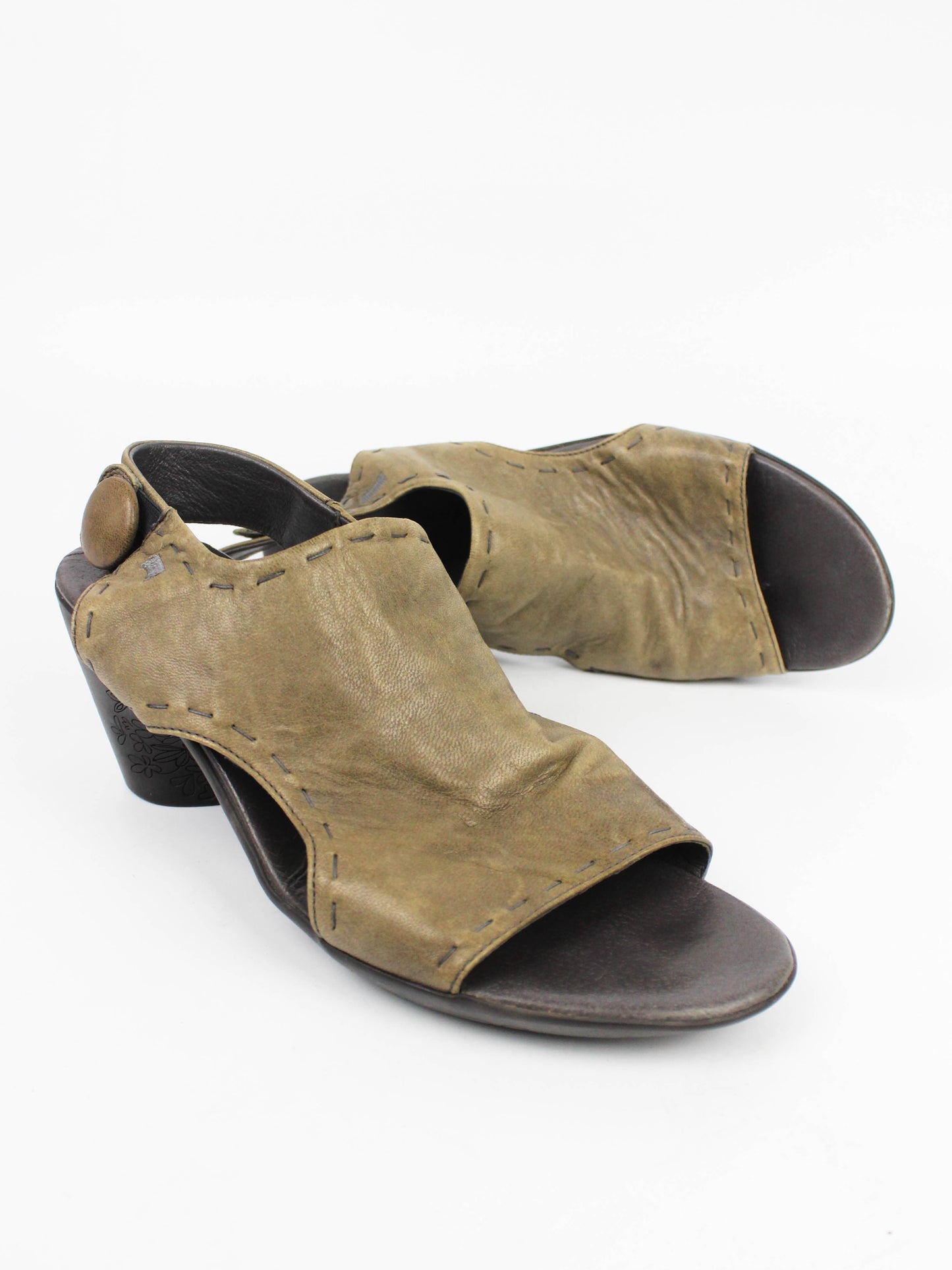 Camper Leather Open Toe Heels