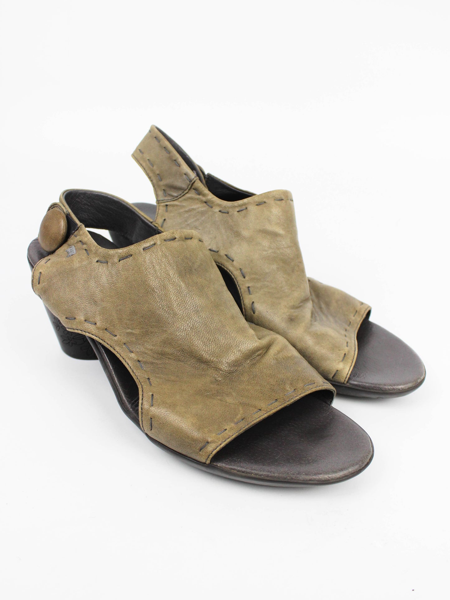 Camper Leather Open Toe Heels