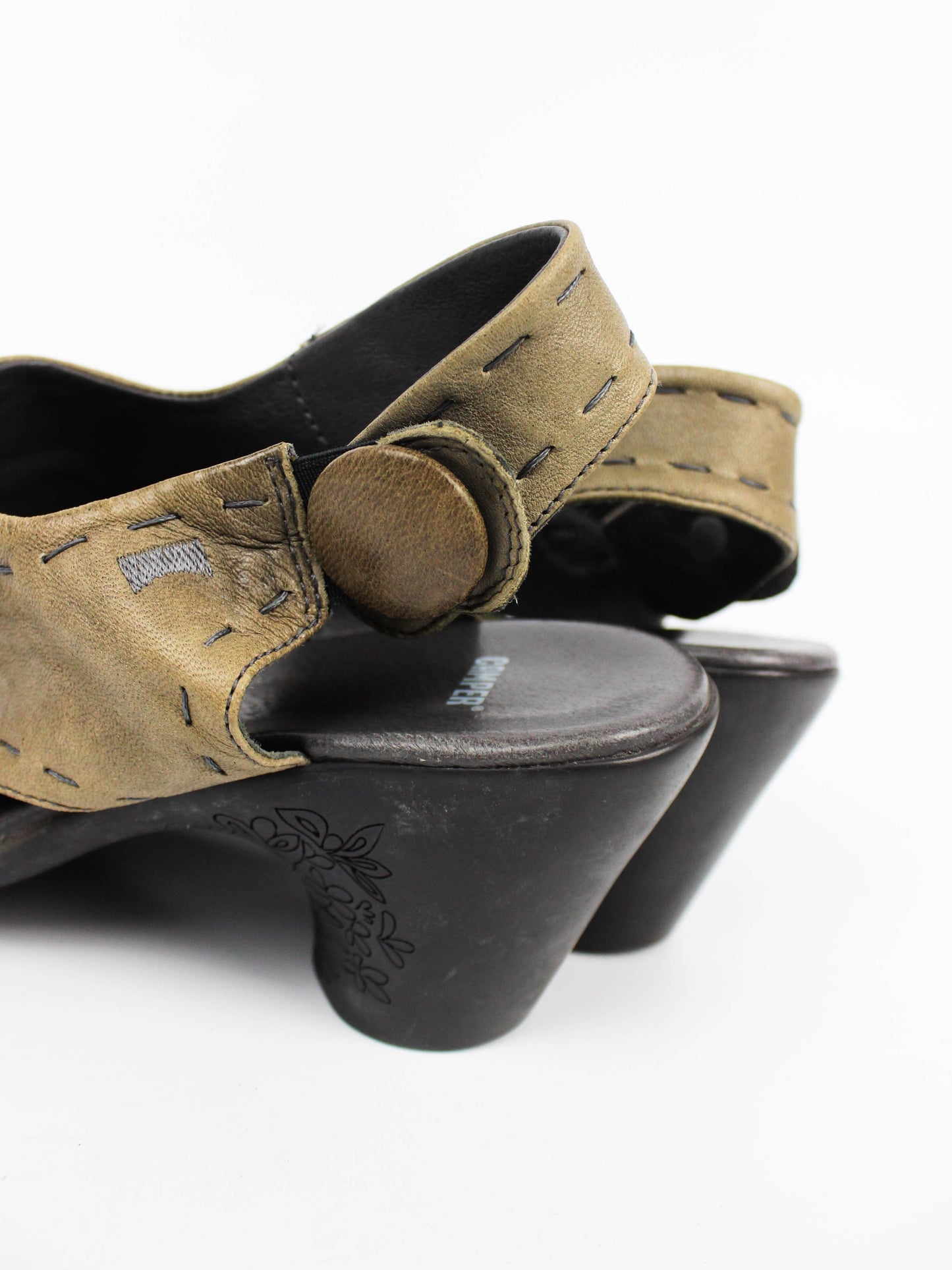 Camper Leather Open Toe Heels