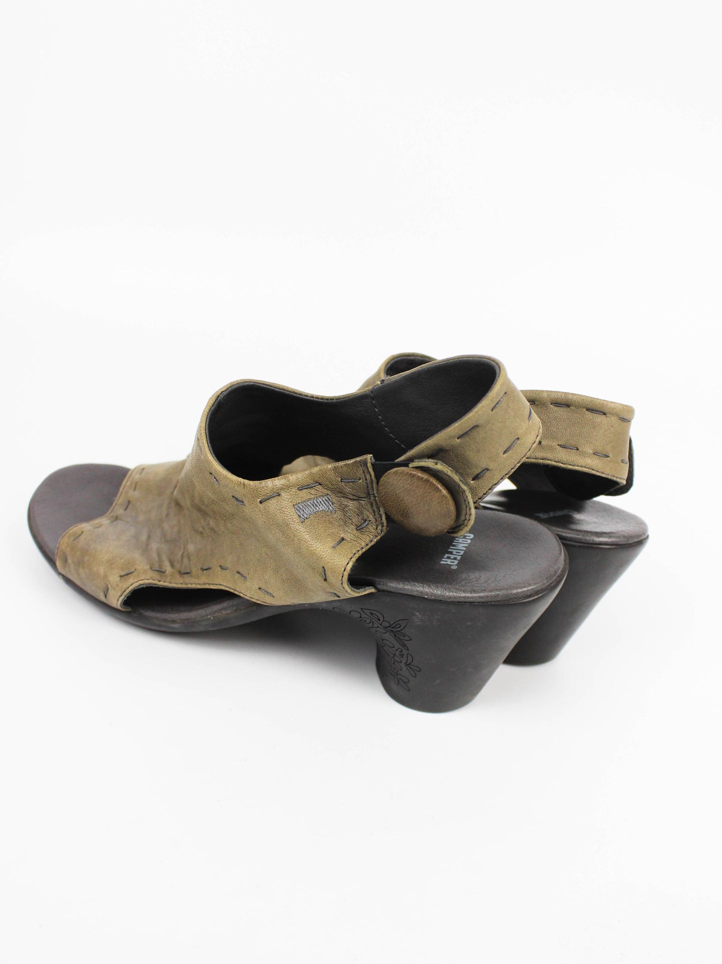 Camper Leather Open Toe Heels