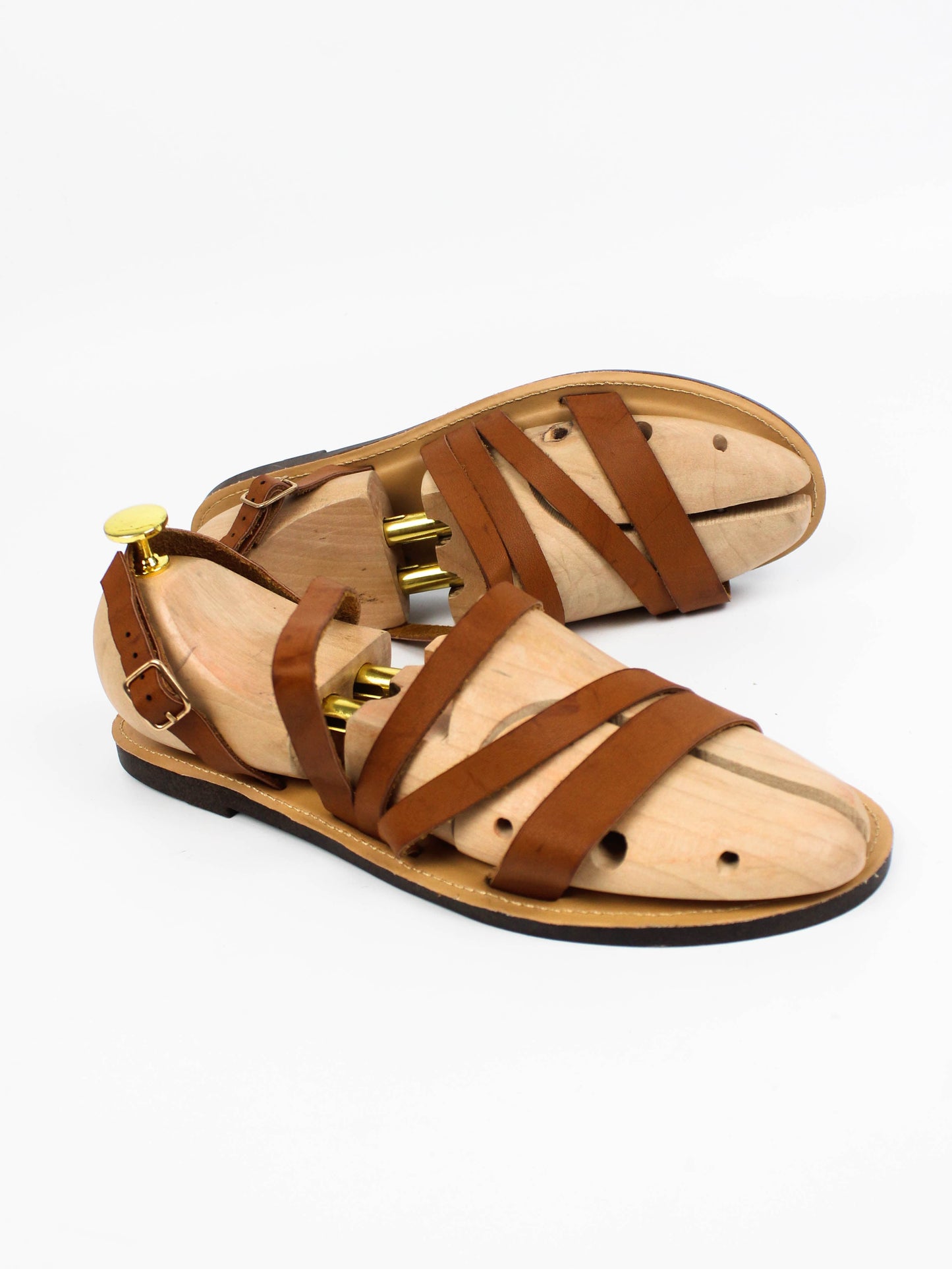 Papaya Leather Flat Sandals
