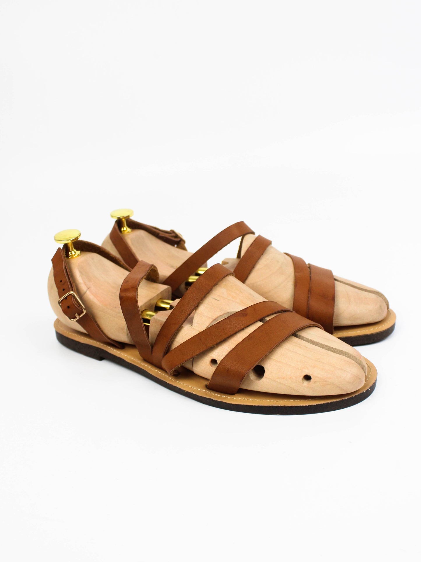Papaya Leather Flat Sandals