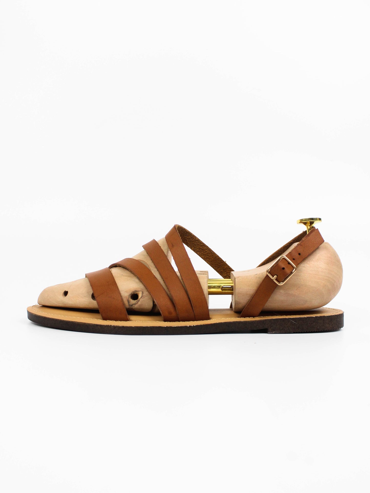 Papaya Leather Flat Sandals