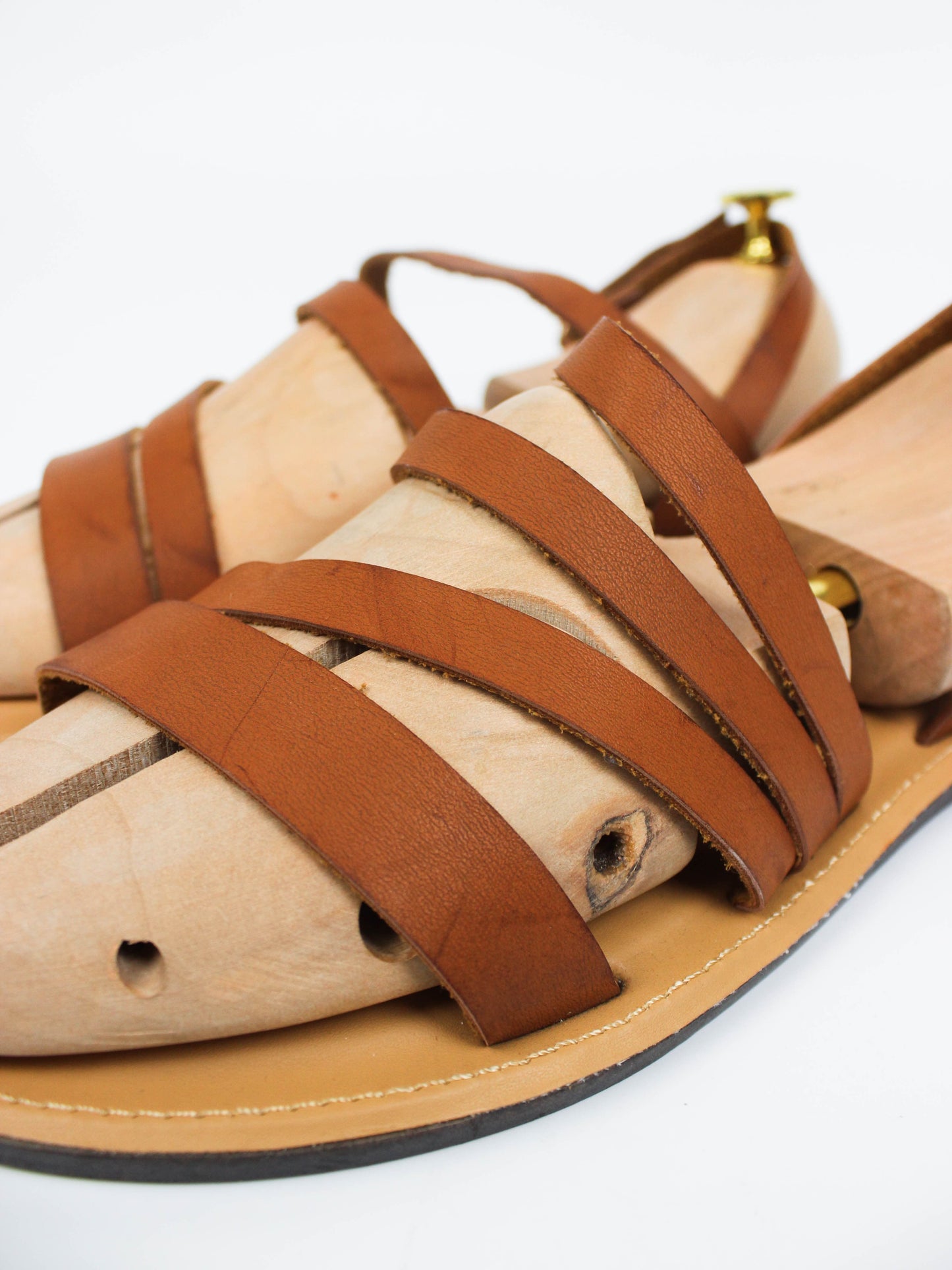 Papaya Leather Flat Sandals