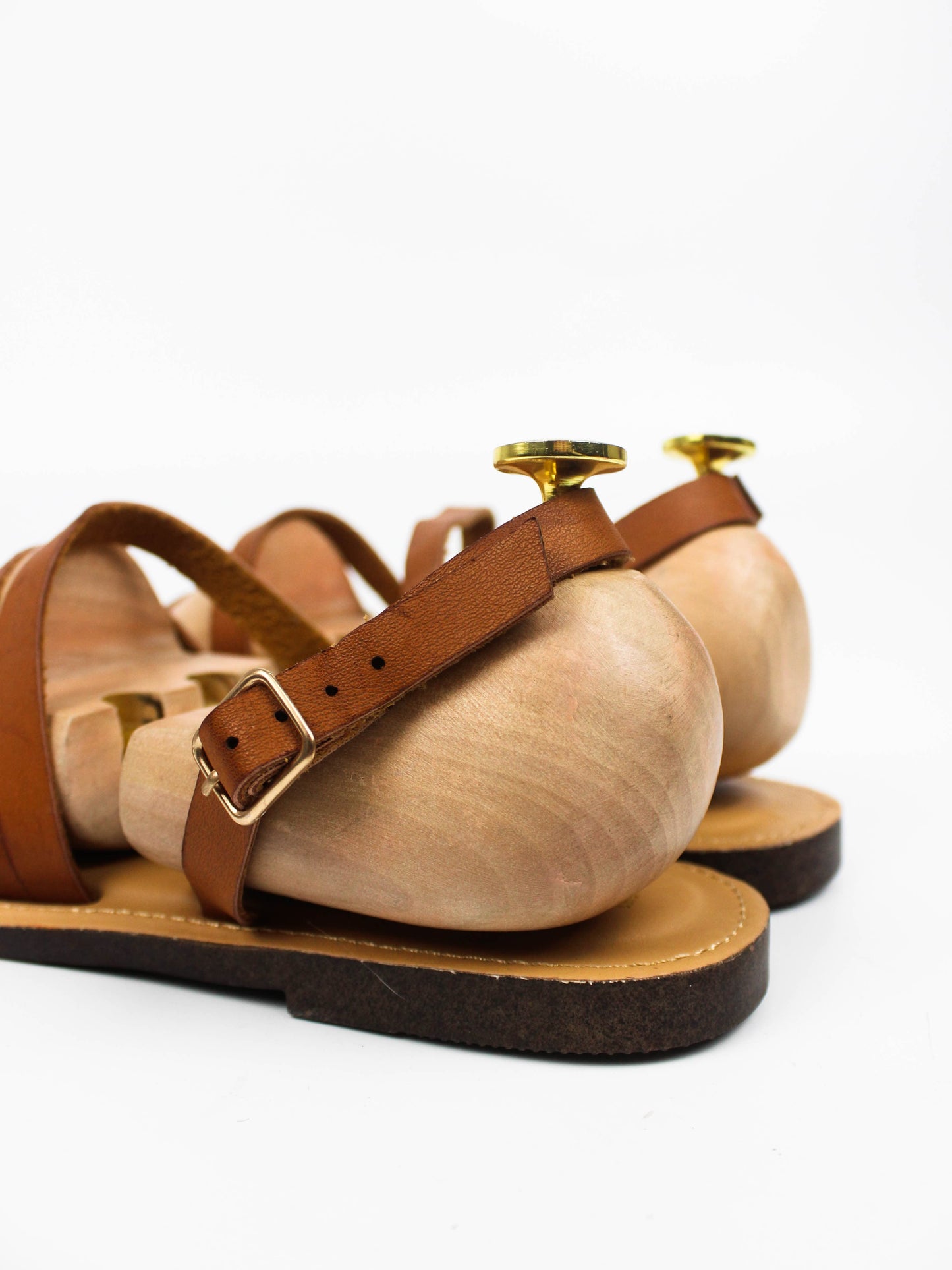 Papaya Leather Flat Sandals