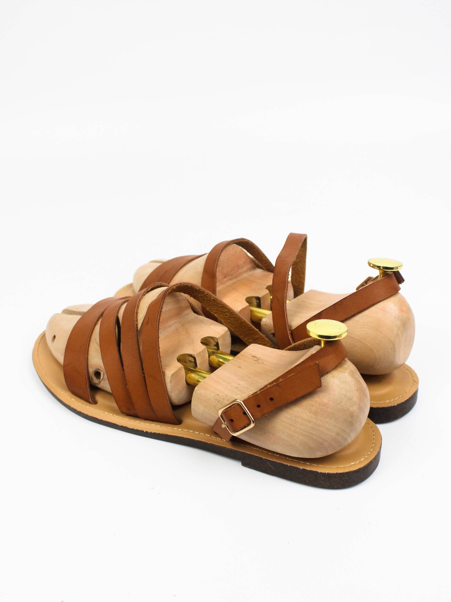 Papaya Leather Flat Sandals