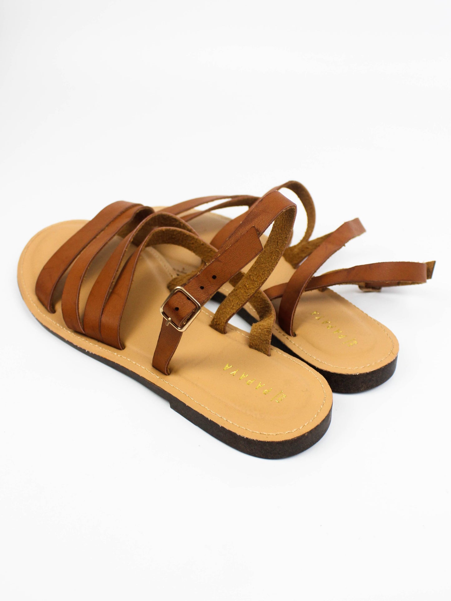 Papaya Leather Flat Sandals