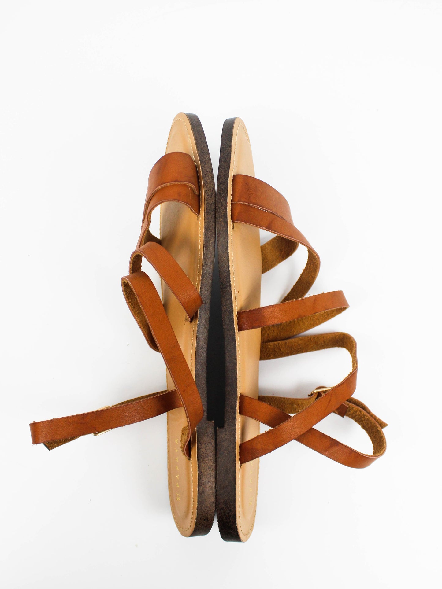 Papaya Leather Flat Sandals
