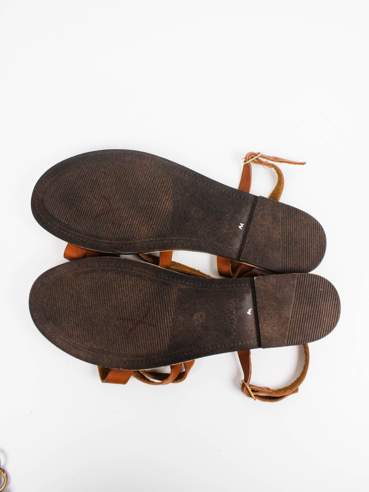 Papaya Leather Flat Sandals