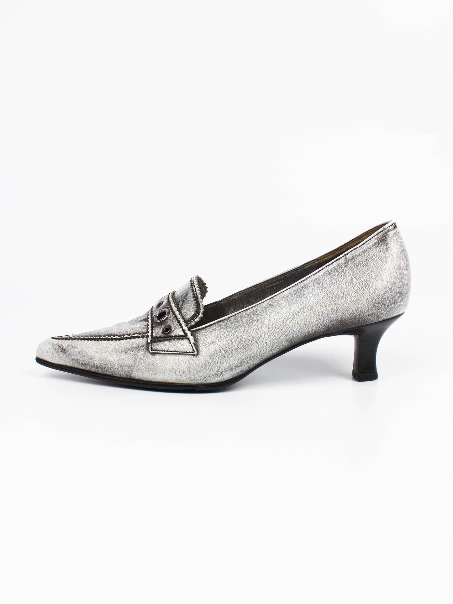 Gabor Metallic Silver Pointed Loafers