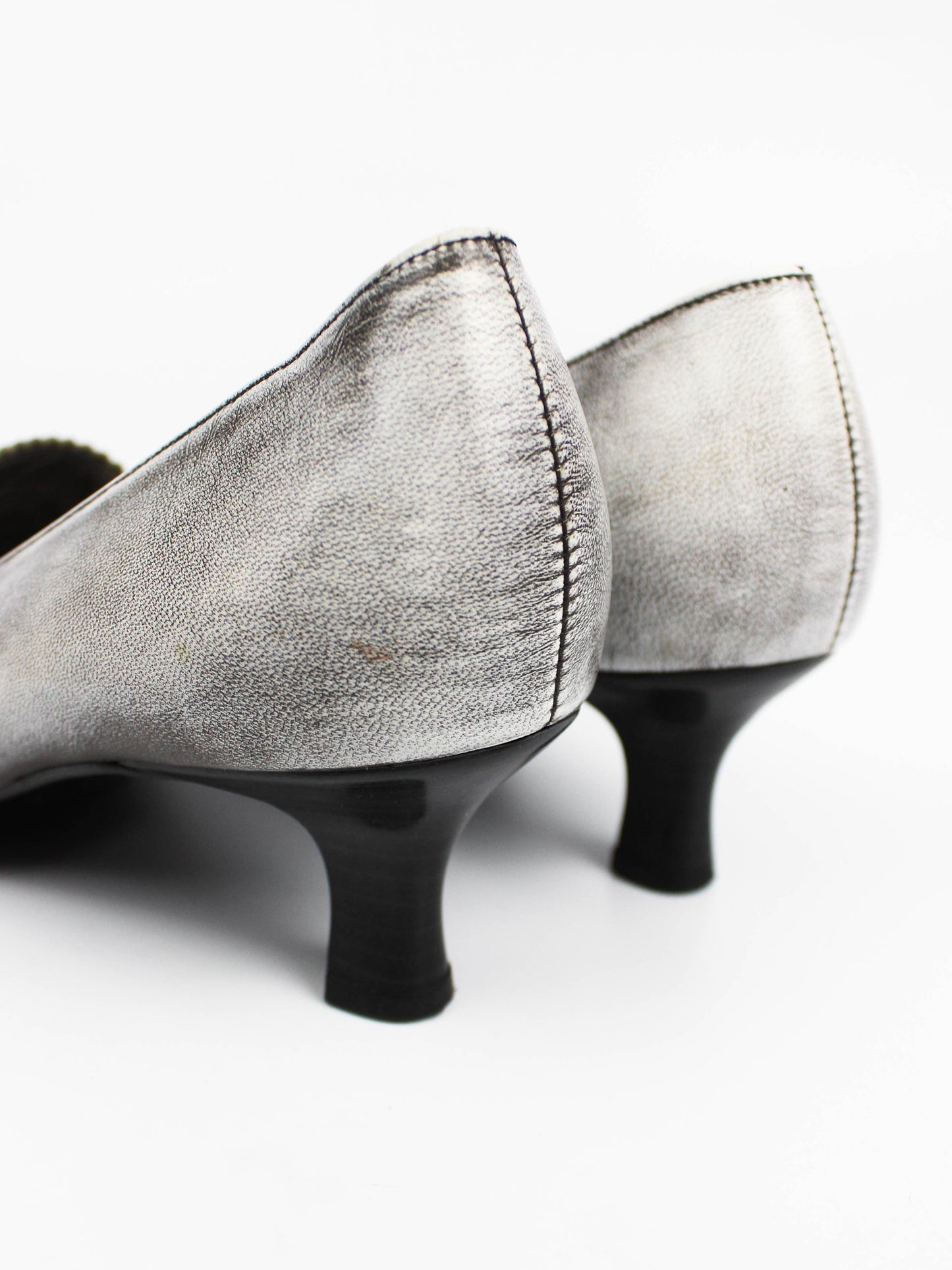 Gabor Metallic Silver Pointed Loafers