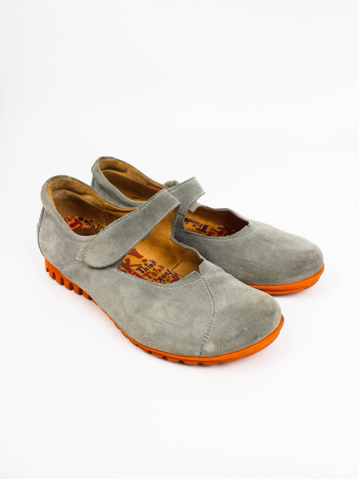 Think! Stone Grey Suede Mary Jane Flats