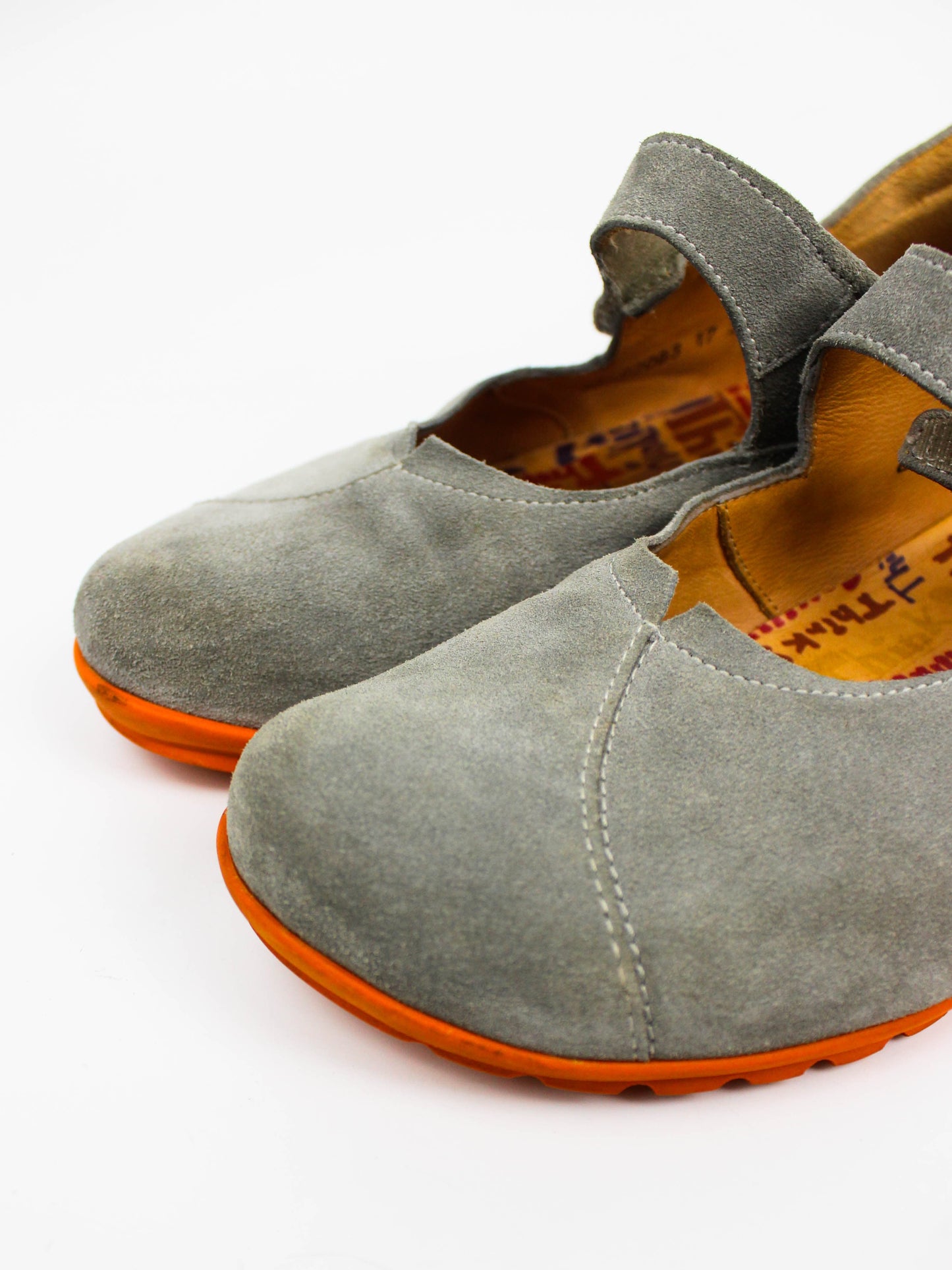 Think! Stone Grey Suede Mary Jane Flats