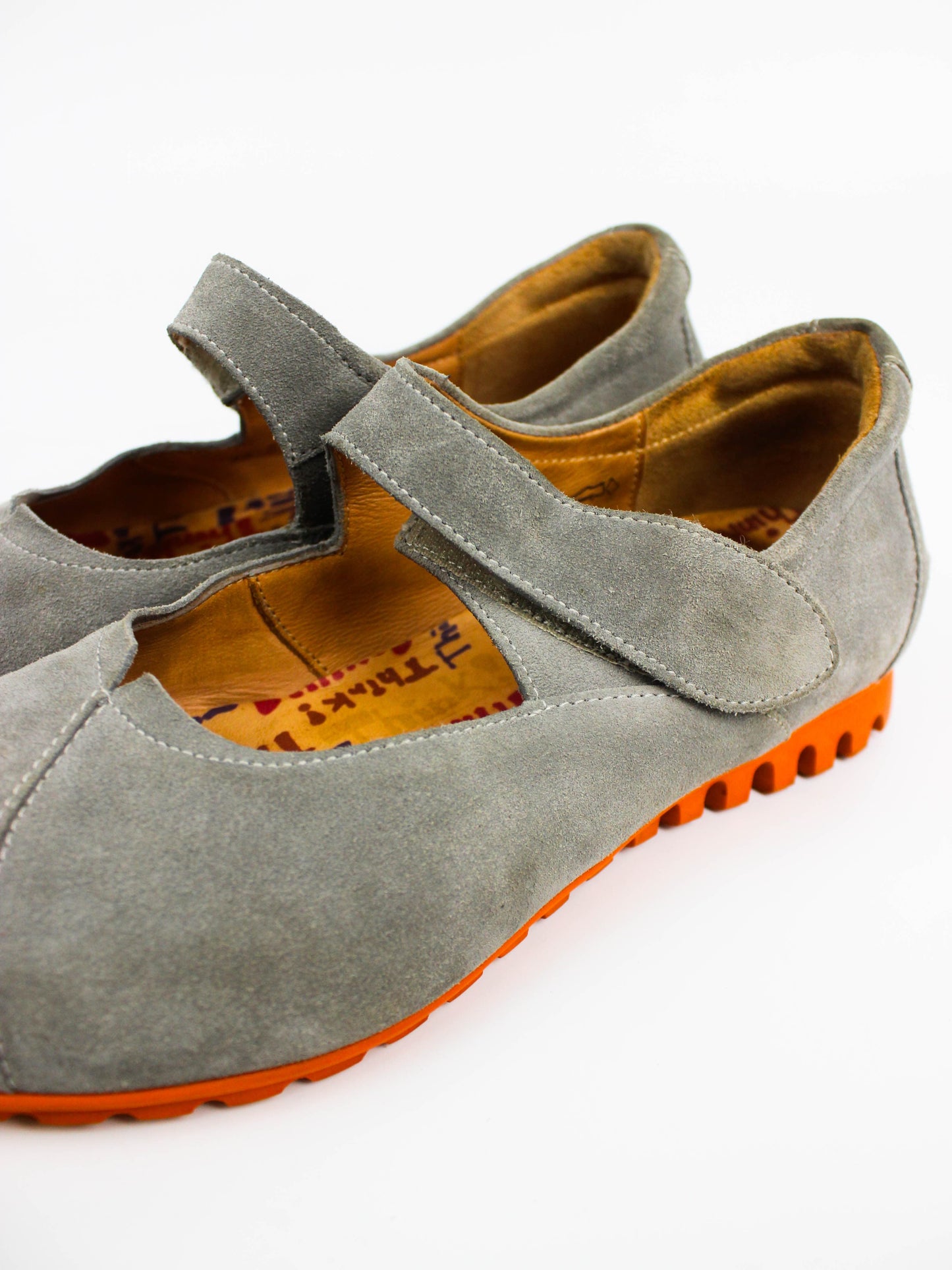 Think! Stone Grey Suede Mary Jane Flats