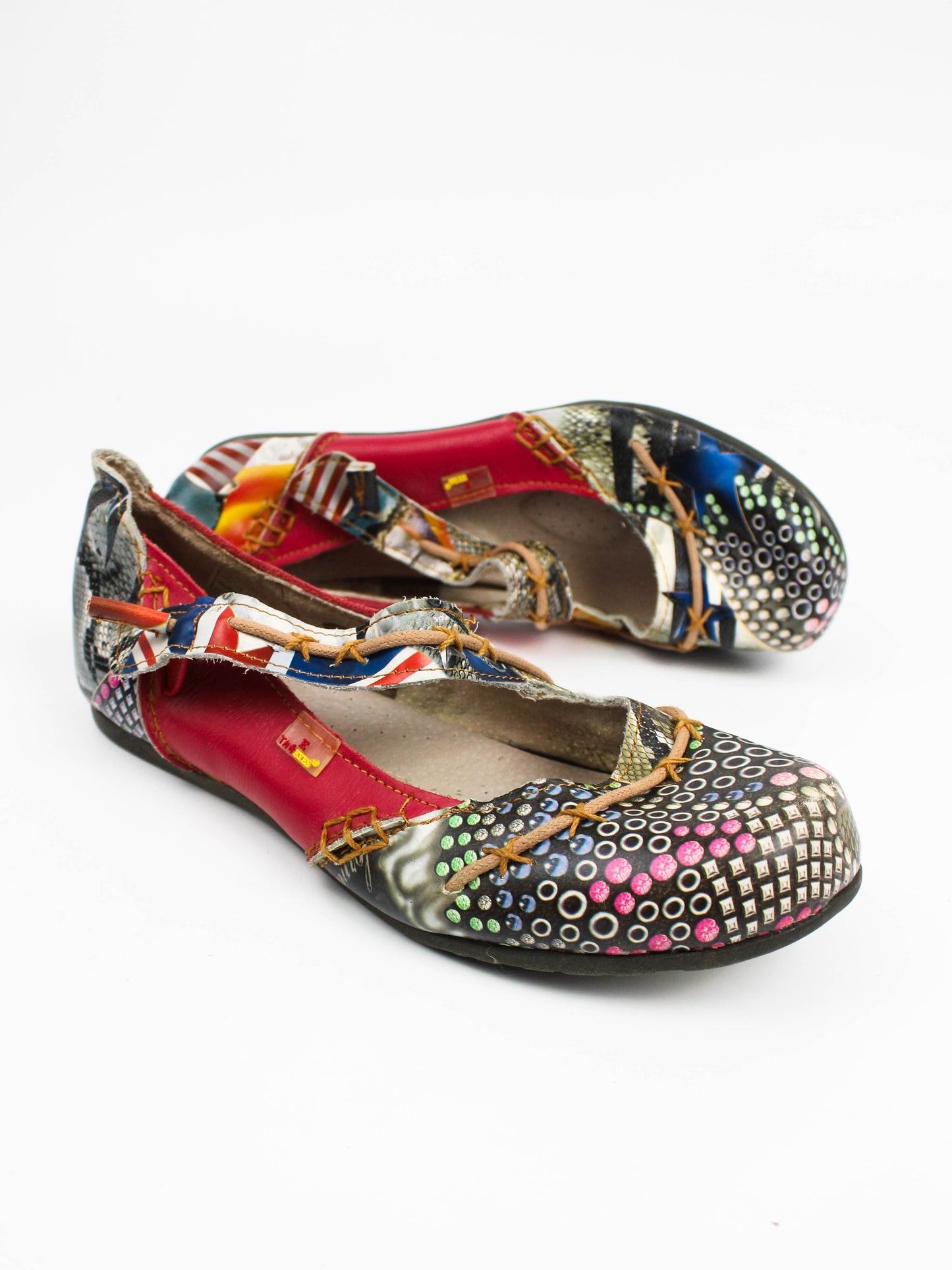 TMA Eyes Colorful Leather Mary Jane Flats