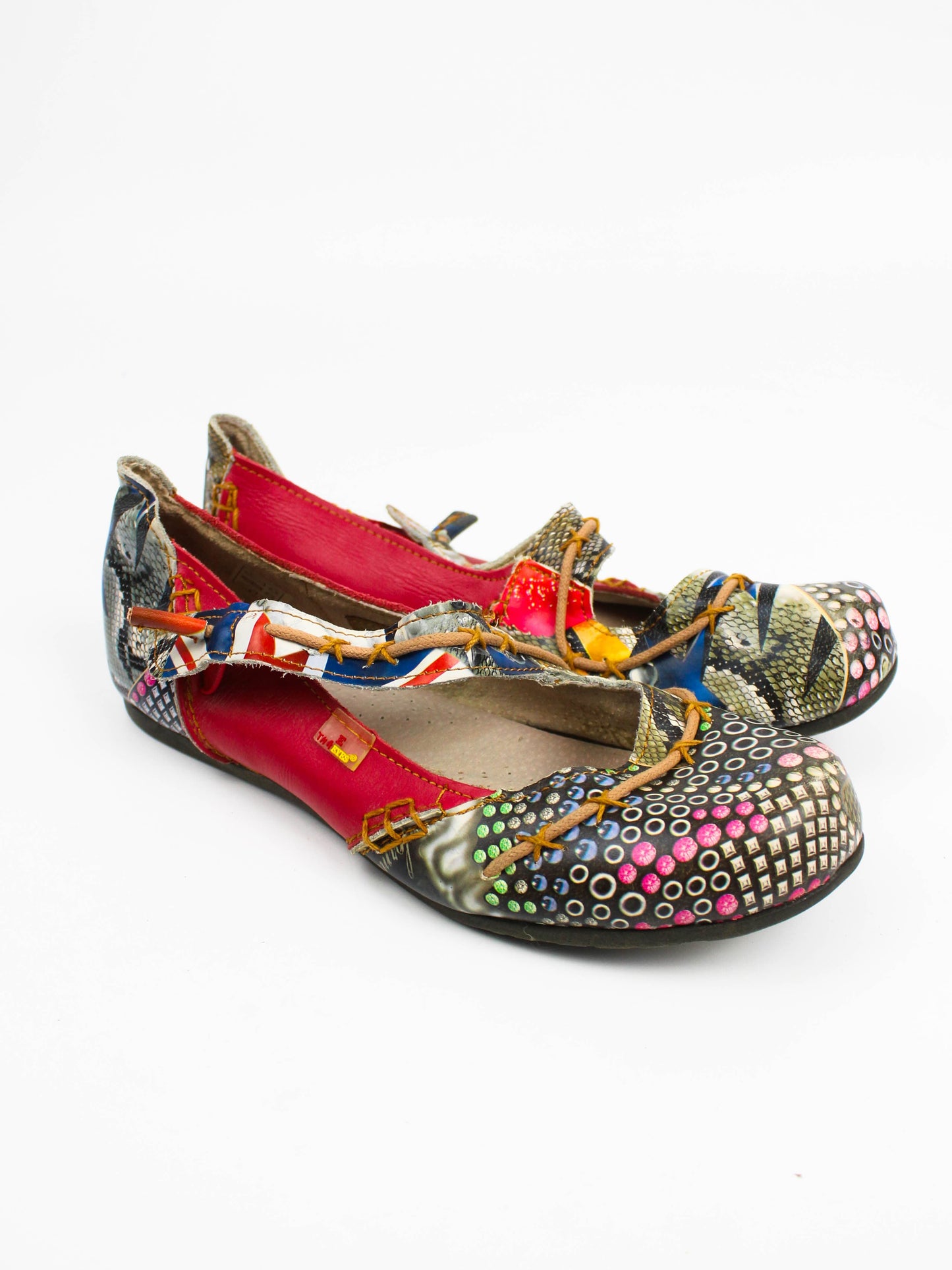 TMA Eyes Colorful Leather Mary Jane Flats