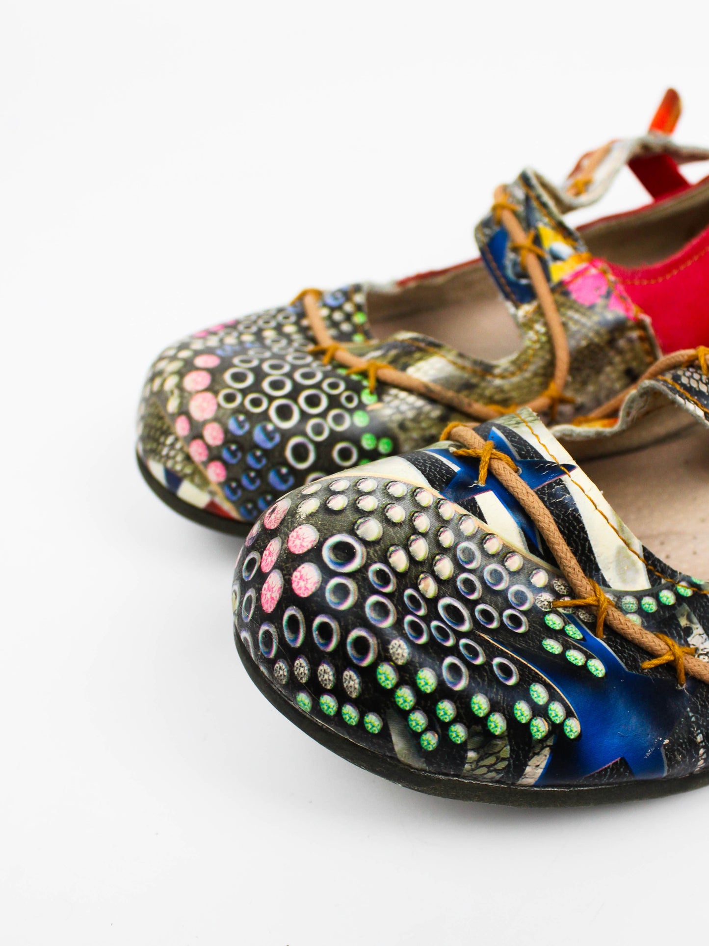 TMA Eyes Colorful Leather Mary Jane Flats