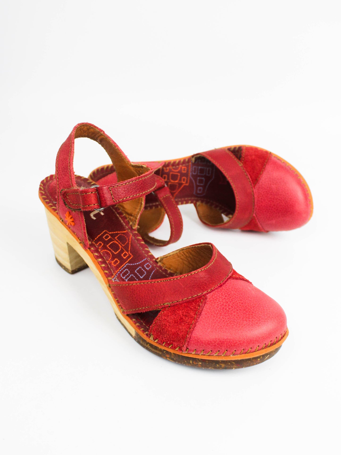 The Art Company Red Leather Heeled Sandals