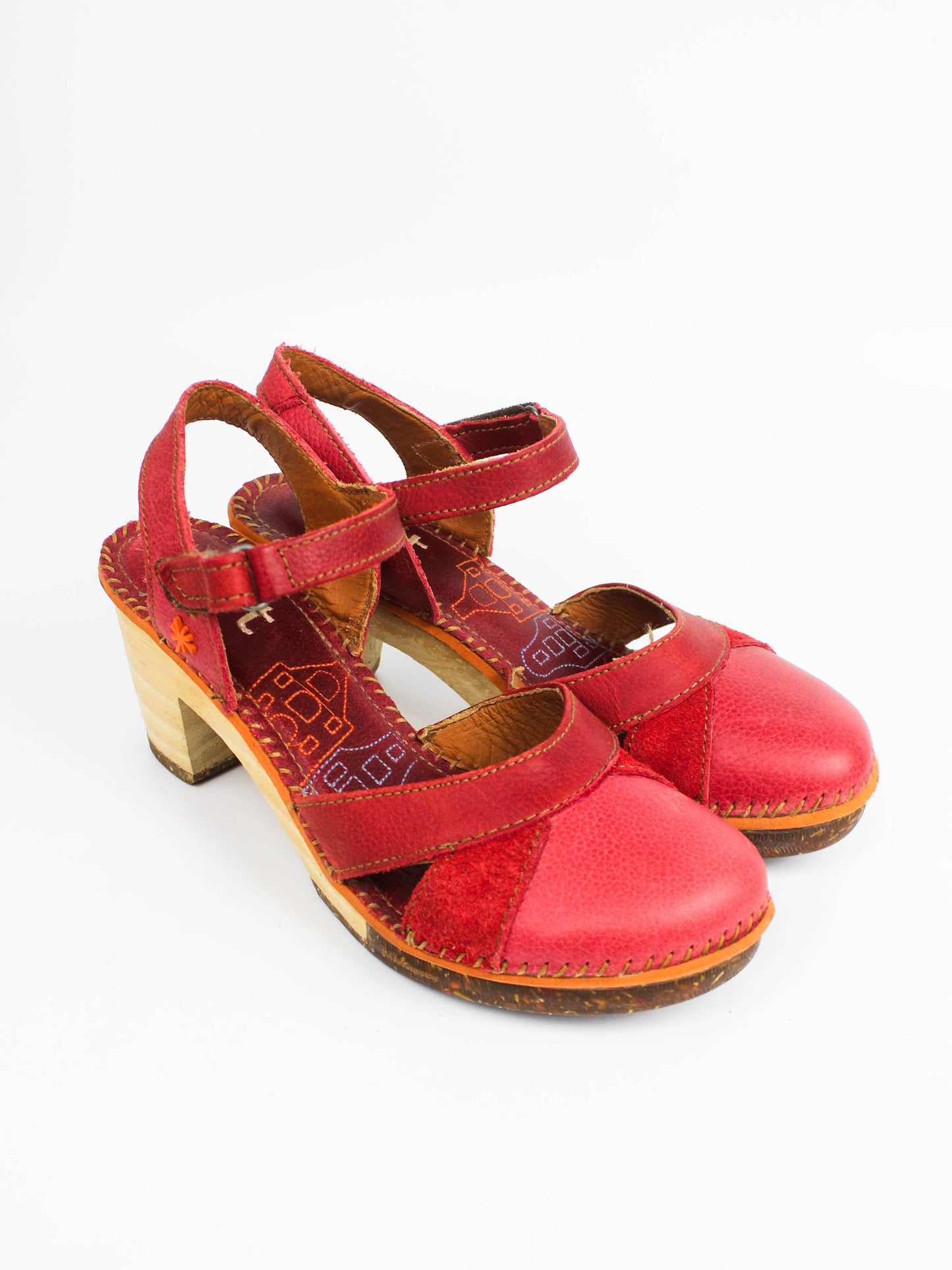 The Art Company Red Leather Heeled Sandals