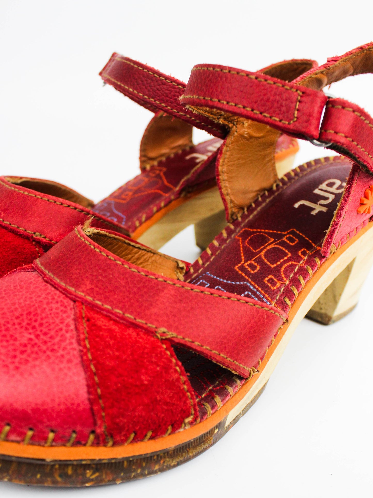 The Art Company Red Leather Heeled Sandals